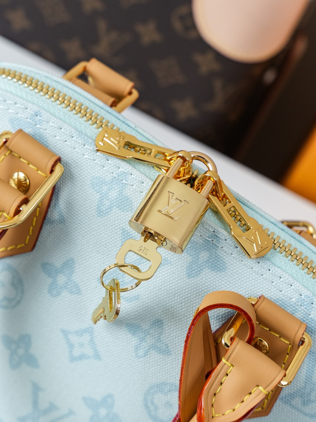 Louis Vuitton Alma BB Light Blue Monogram Handbag - Image 6