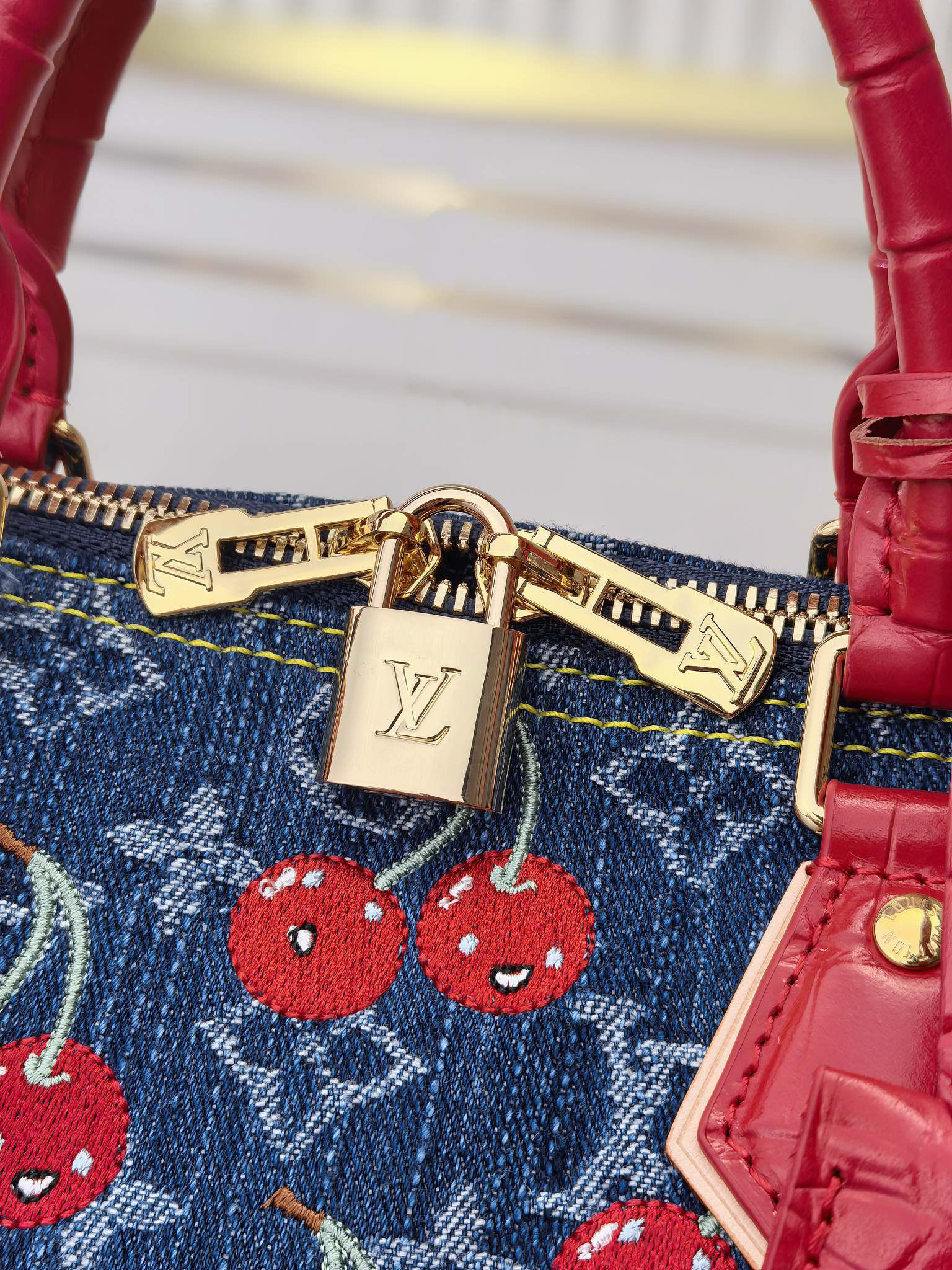 Louis Vuitton x Takashi Murakami Cherry Embroidered Monogram Denim Bag M87627 - Image 6