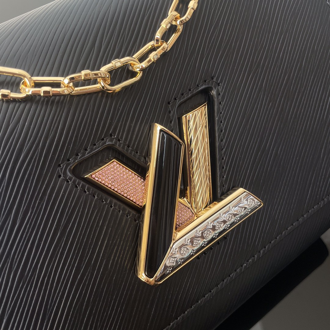 Louis Vuitton Twist Medium Shoulder Bag in Black Calfskin - Image 6