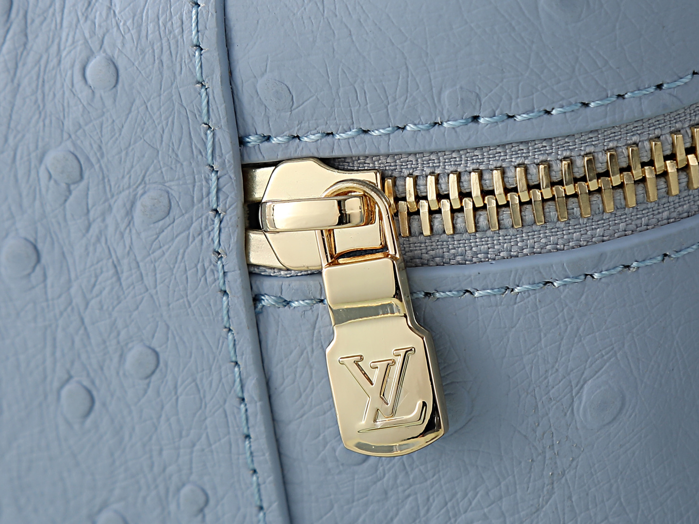 Louis Vuitton N85806 Blue Ostrich-Pattern Leather Crossbody Bag - Image 6