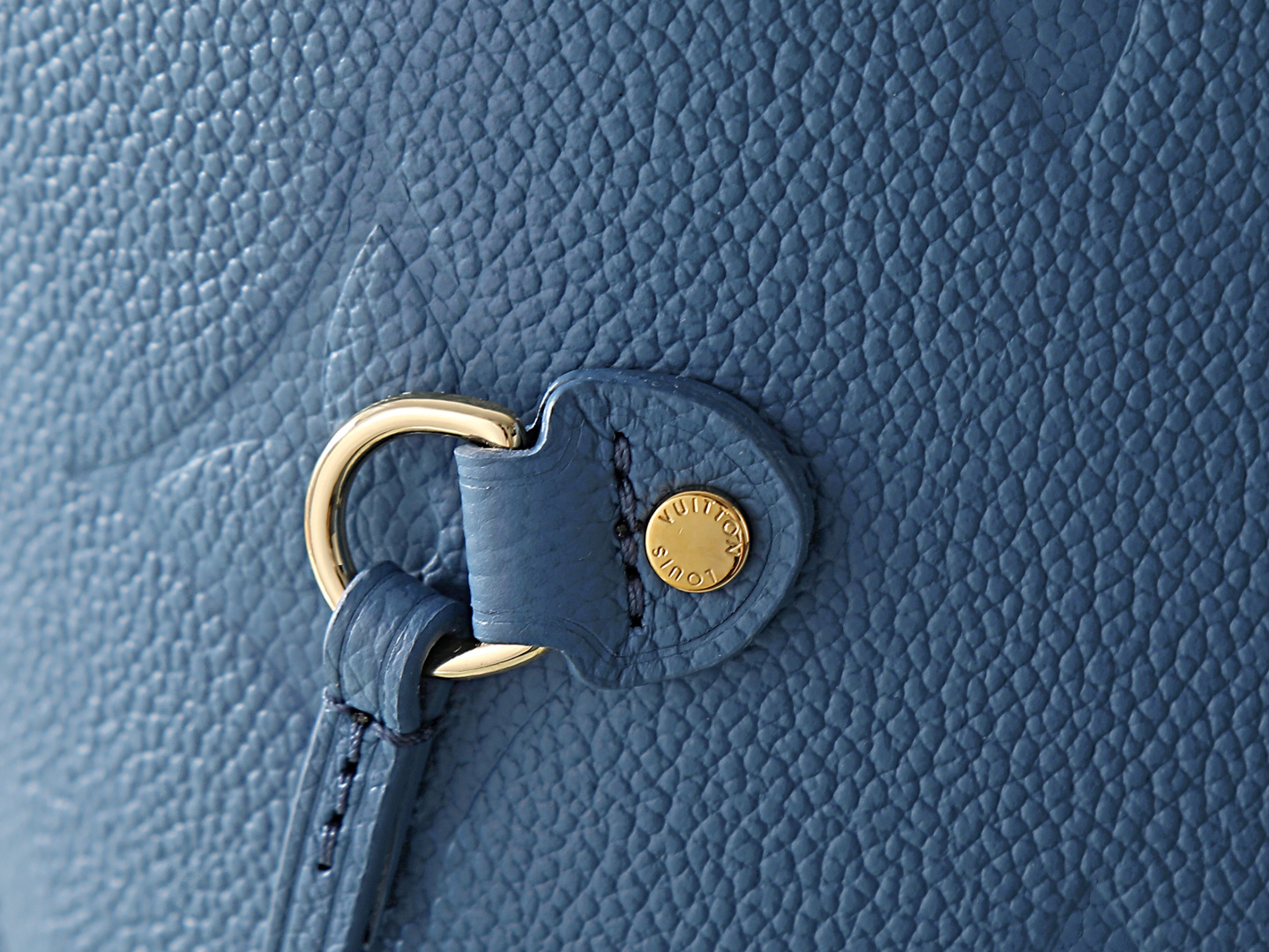 Neverfull MM Tote Bag in Blue Monogram Empreinte Leather - Image 6