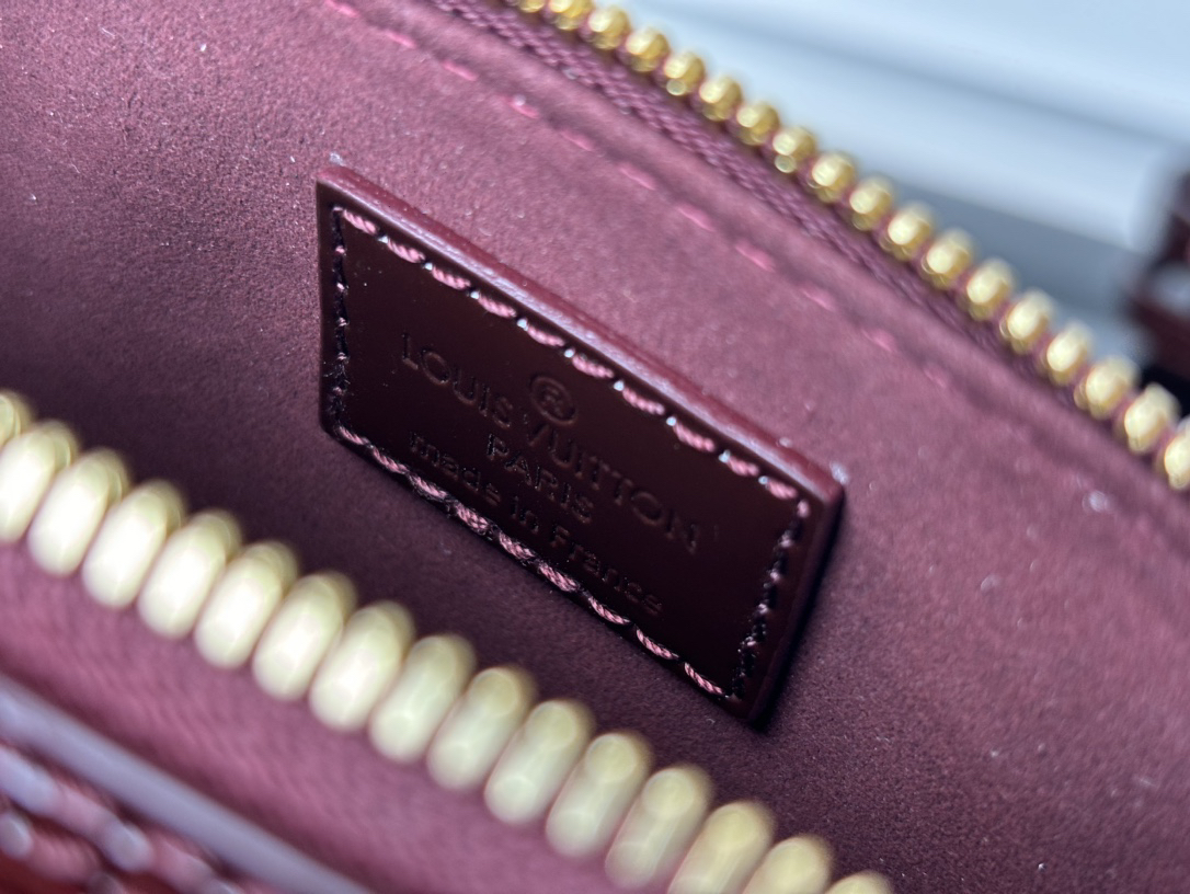 Louis Vuitton Nano Alma Handbag in Glossy Burgundy Epi Leather - Image 6