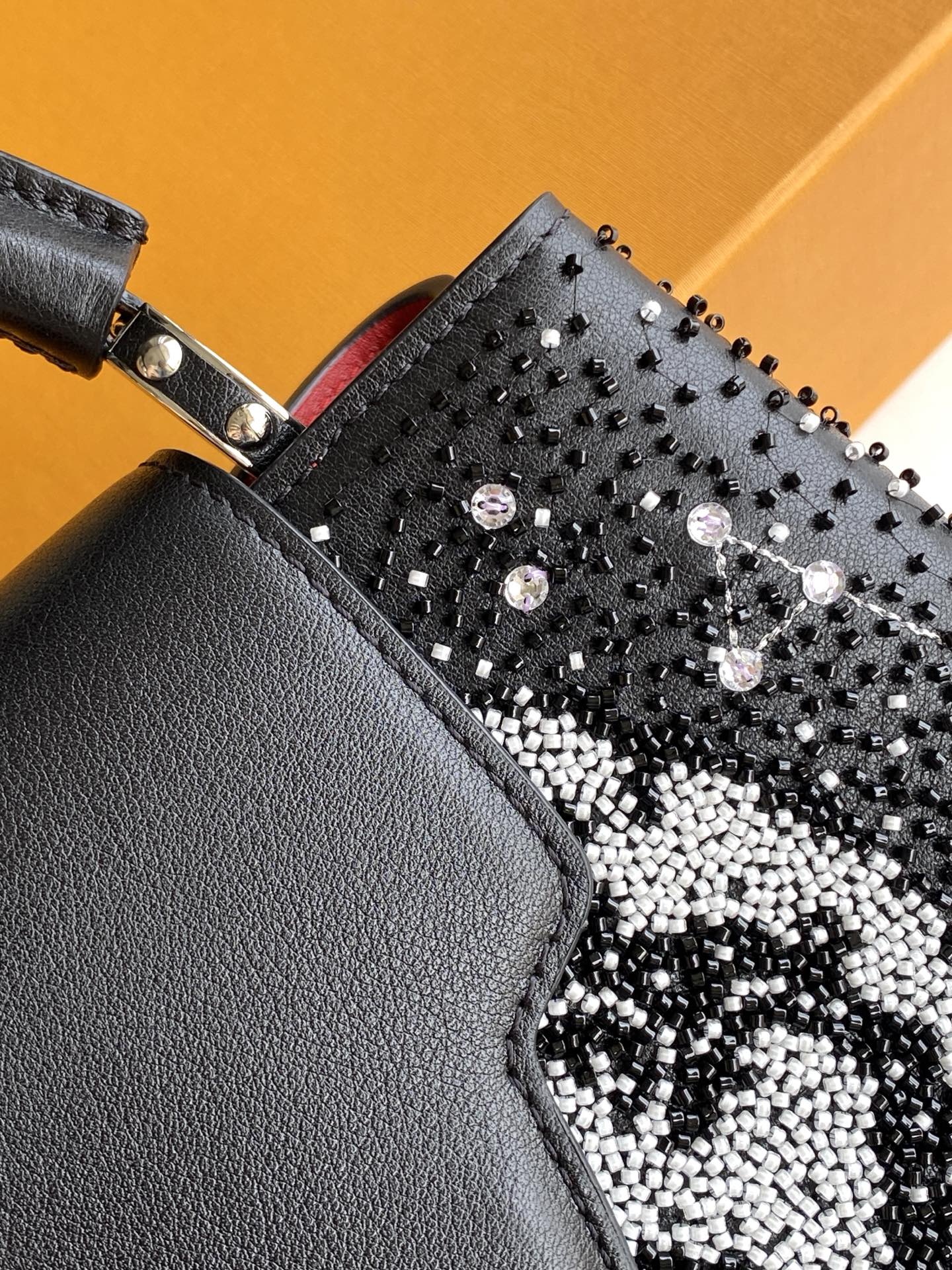 Louis Vuitton Capucines Mini Handbag – Black and Off-White - Image 6