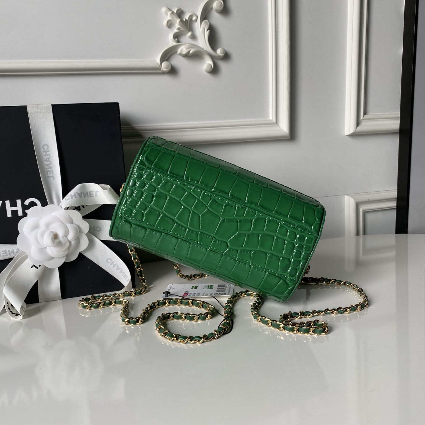 Chanel 26A Crocodile-Pattern Cylindrical Crossbody Bag - Image 6