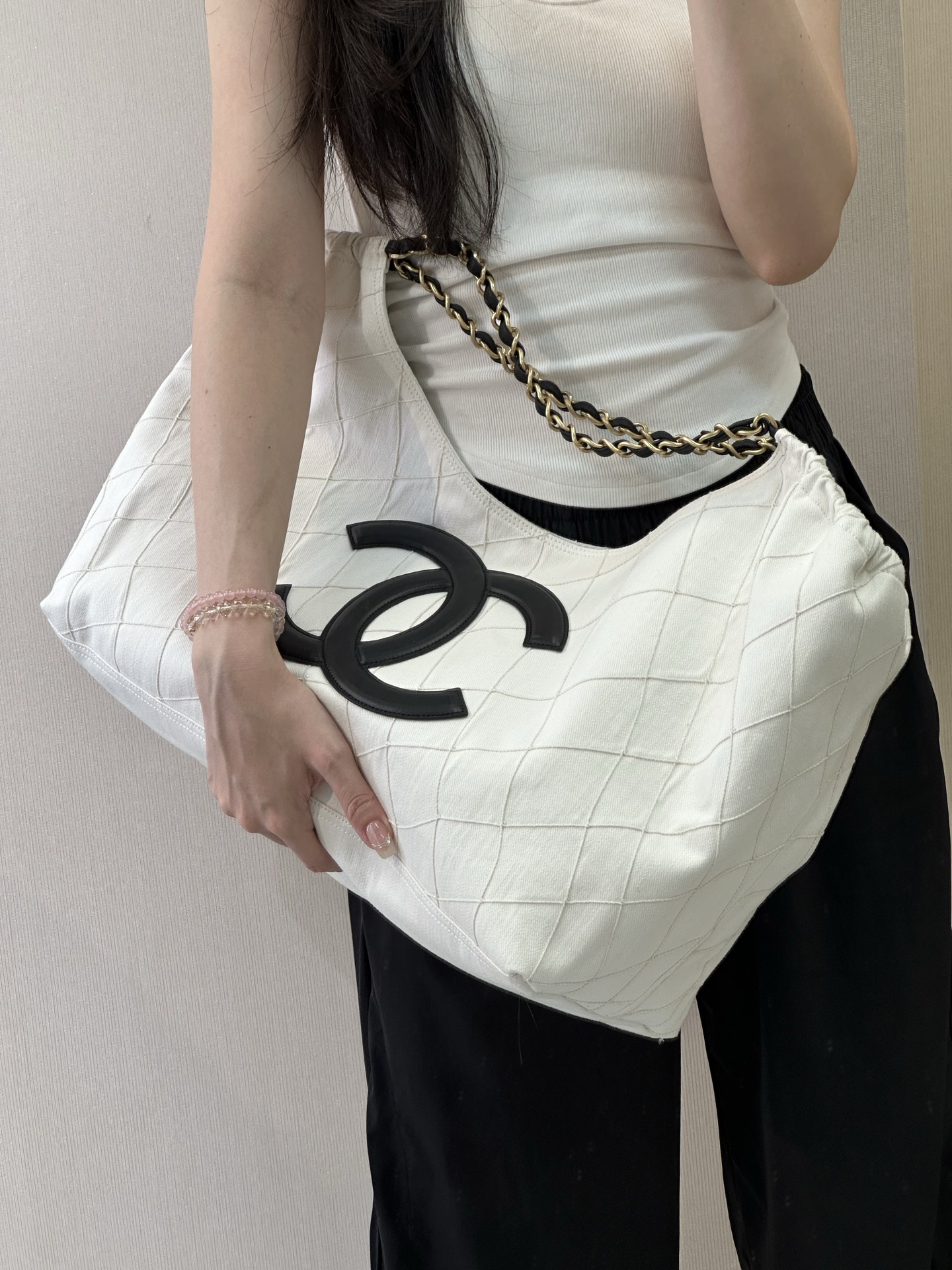 Chanel Coco Beach White Denim Tote Bag - Image 6