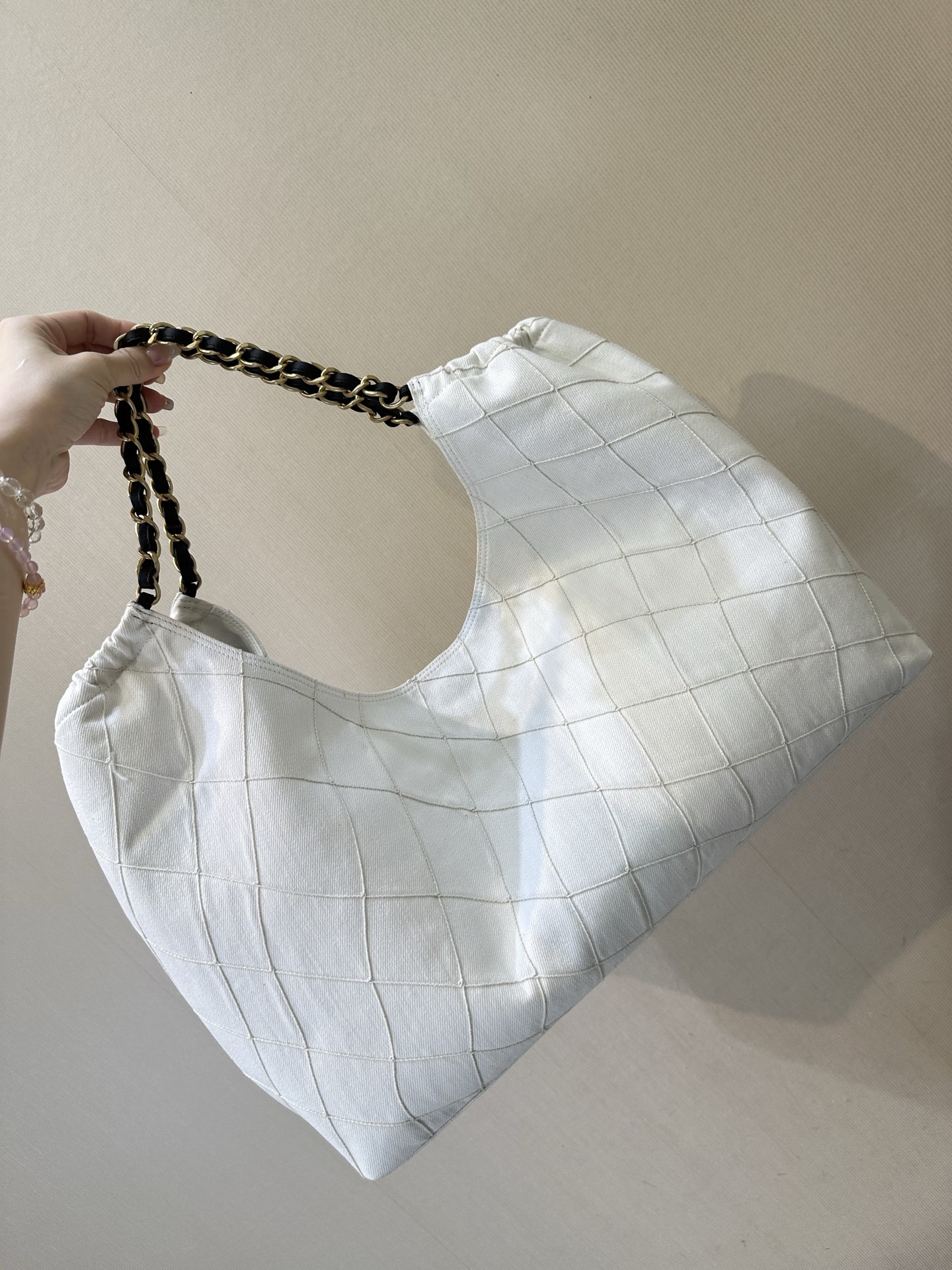 Chanel Coco Beach 2026 White Denim Tote Bag - Image 6