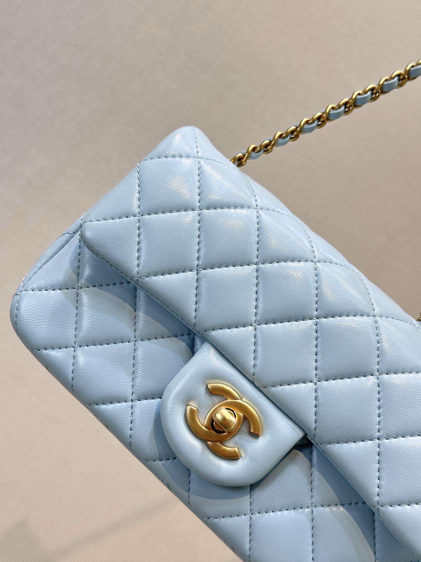 Chanel Quilted Lambskin Chain Shoulder Bag with Gold Ball Detail - Image 6
