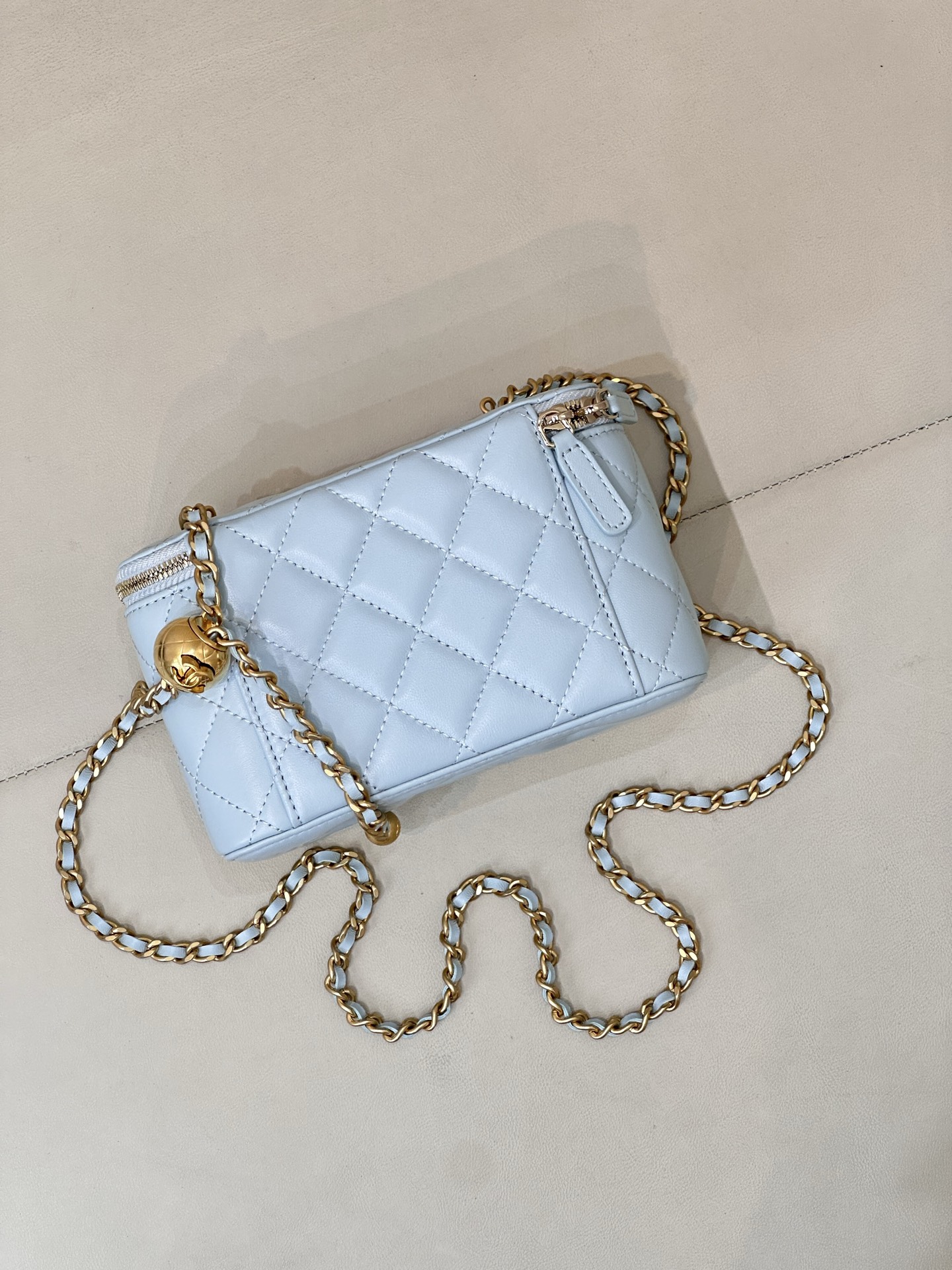 Chanel Mini Gold Ball Square Lambskin Shoulder Bag - Image 6