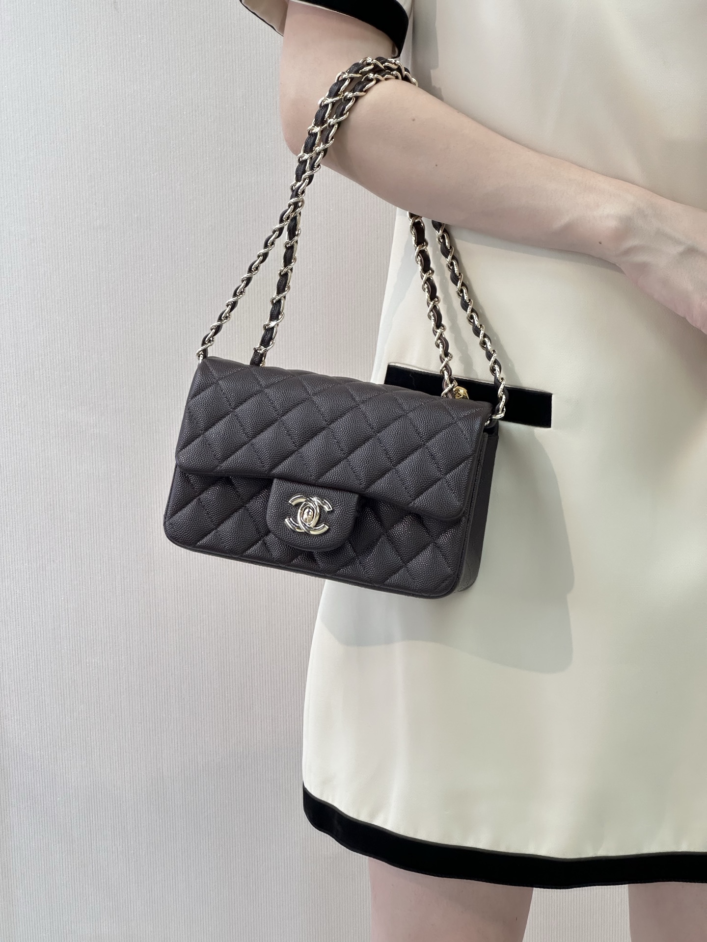 Chanel Classic Flap Mini Crossbody Bag - Brown Lambskin - Image 6