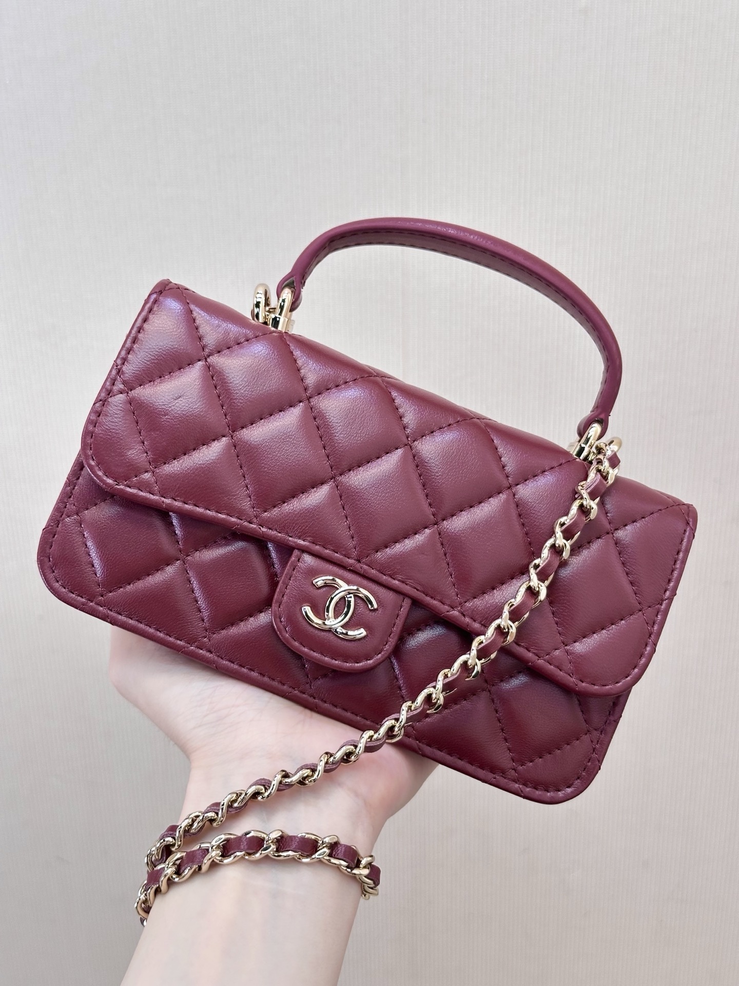Quilted Handle Shoulder Bag with WOC Wallet - Image 6