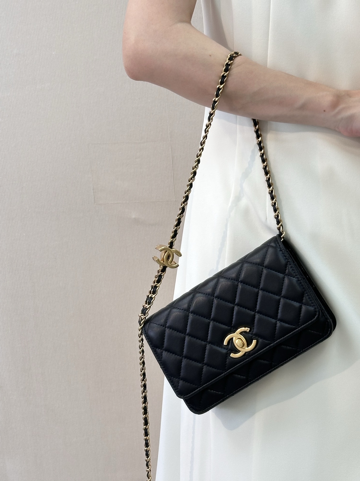 Small Lambskin Crossbody Bag with Classic Logo and Chain Strap - Image 6