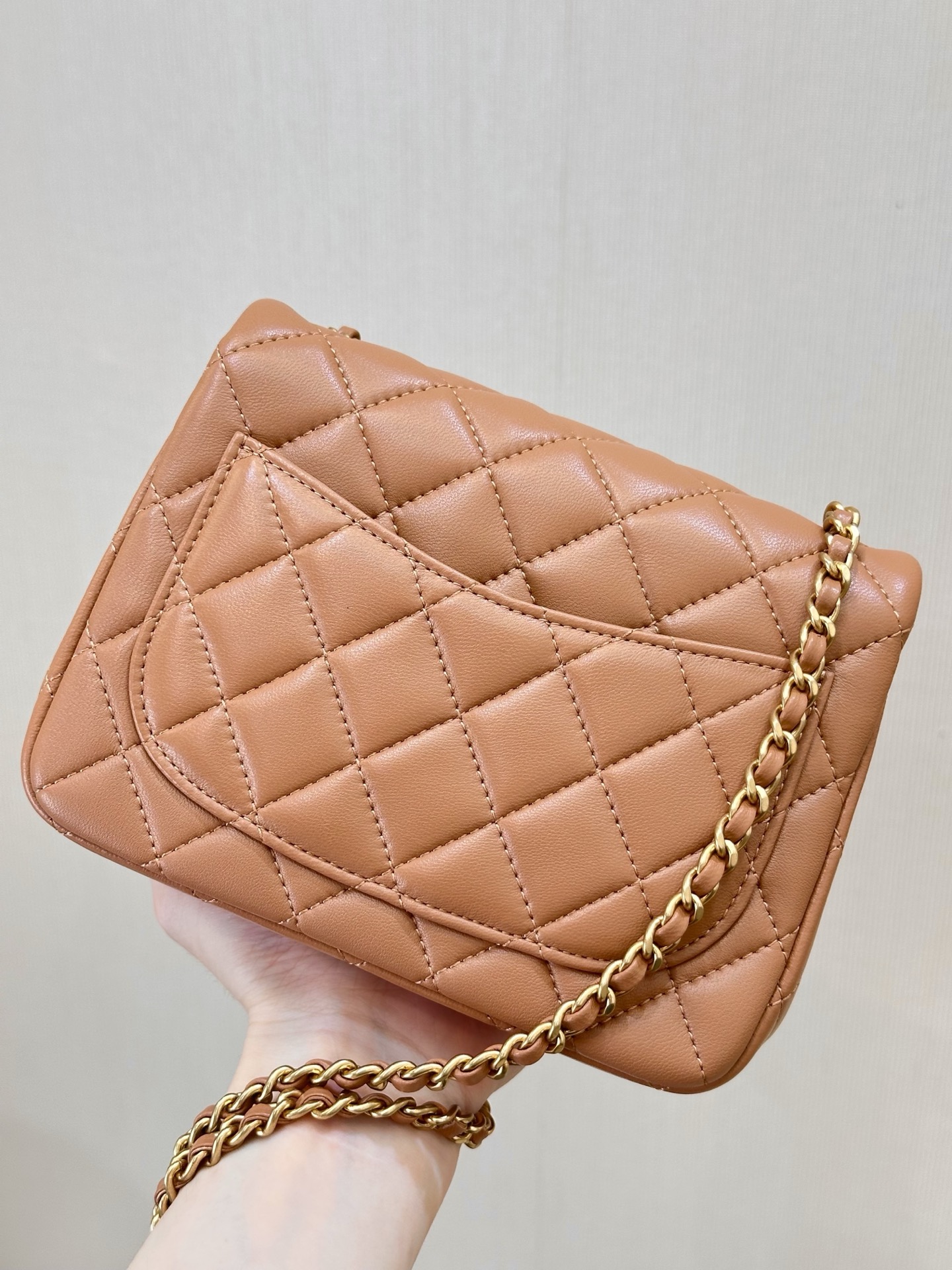 Chanel Quilted Lambskin Mini Crossbody Bag with Gold Ball Chain - Image 6