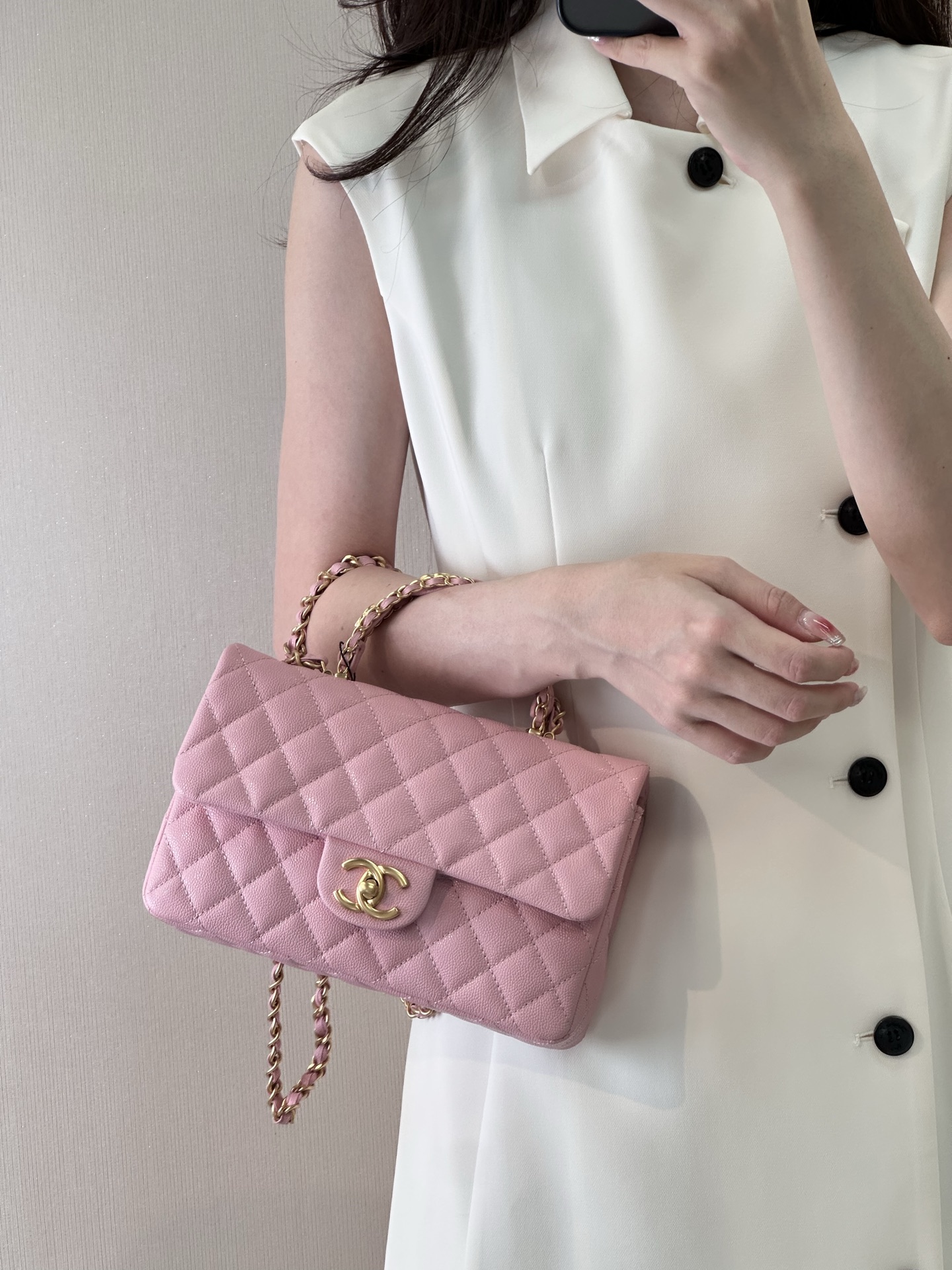 Chanel 24B Mini Classic Flap Lambskin Crossbody Bag - Image 6