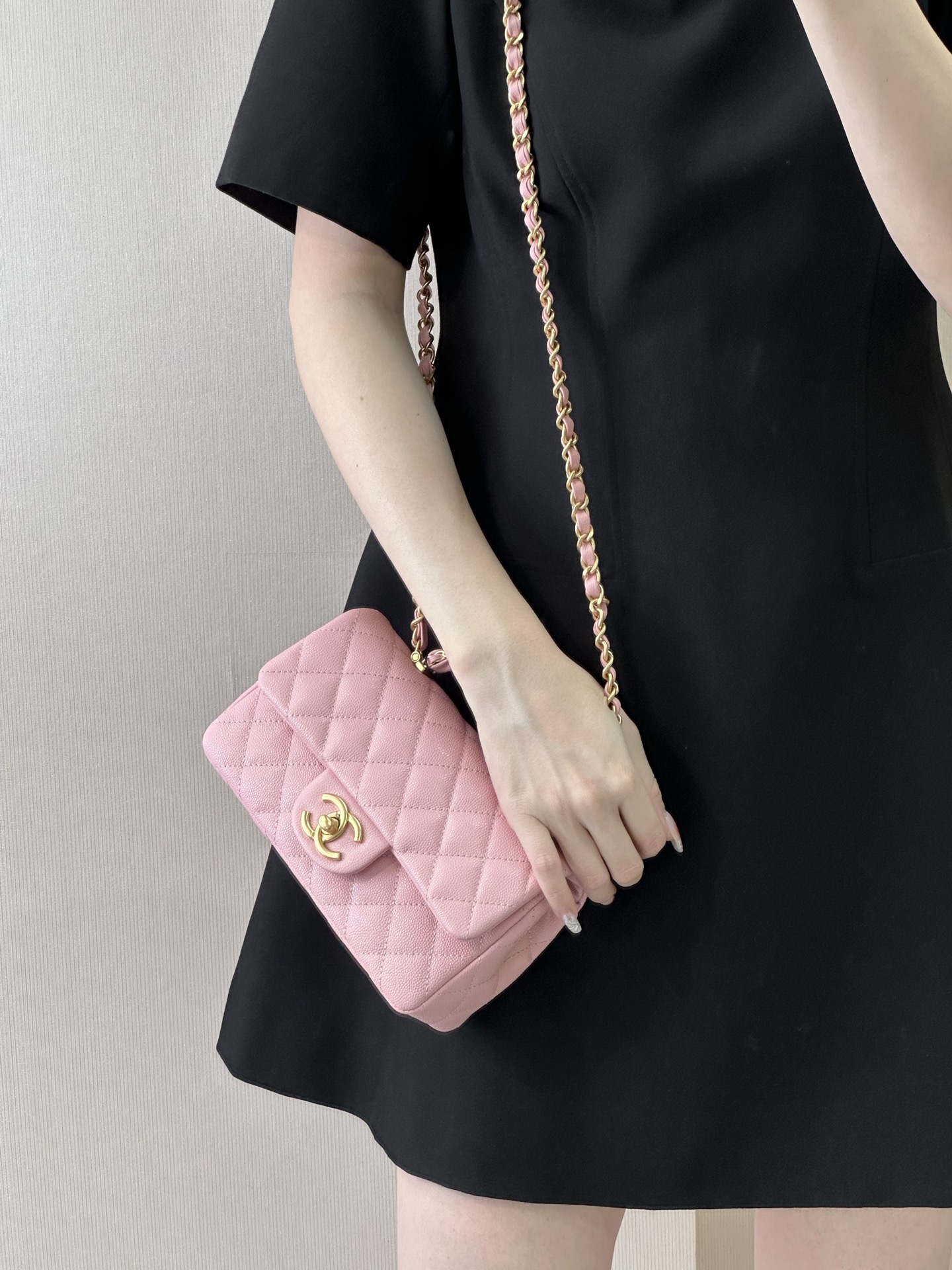 Chanel 24B Mini Classic Flap Lambskin Crossbody Bag - Image 6
