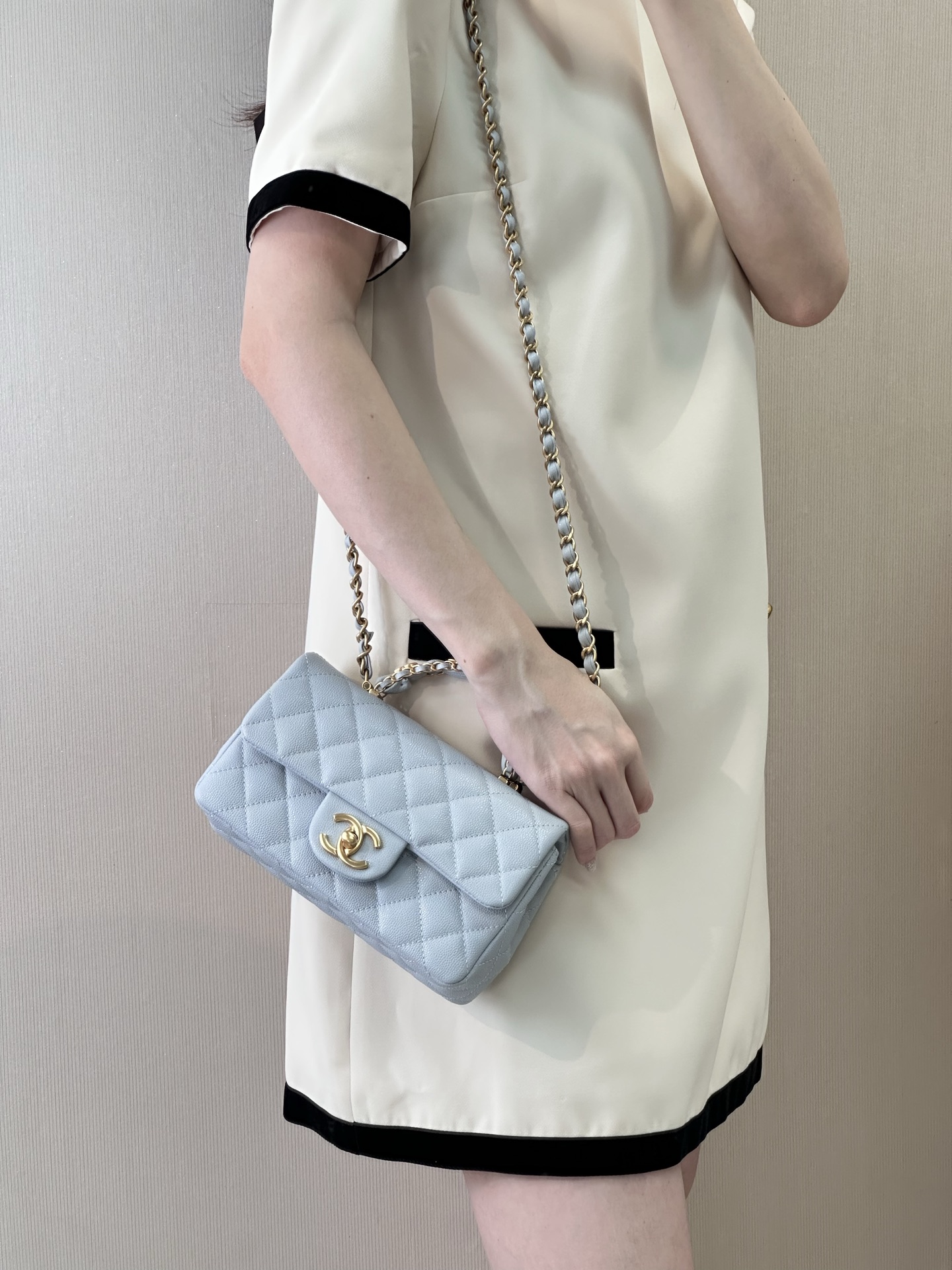 Chanel 24B Mini Classic Flap Lambskin Crossbody Bag - Image 6