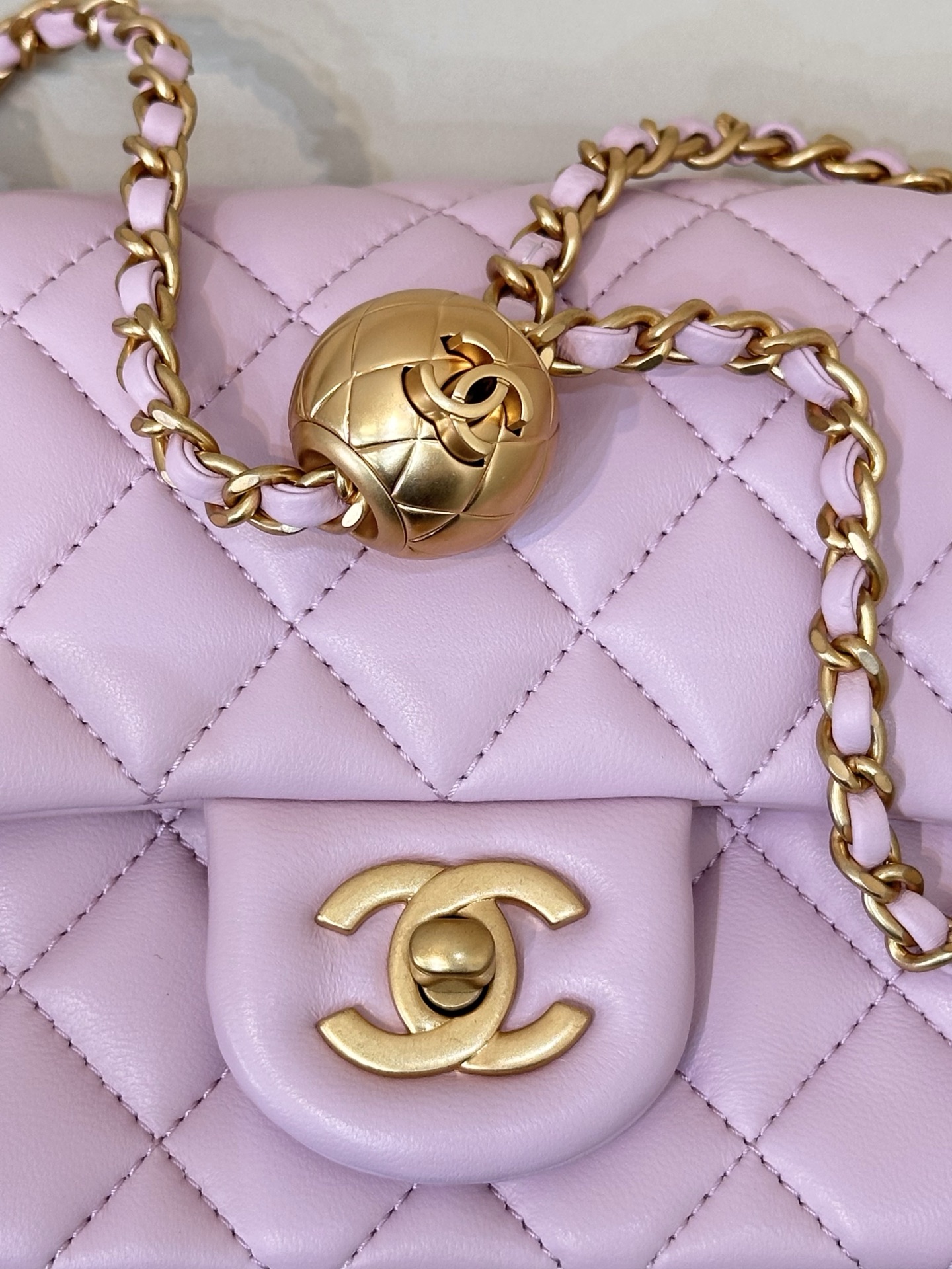 Chanel Pink Lambskin Quilted Square Crossbody Bag with Adjustable Chain - Image 6
