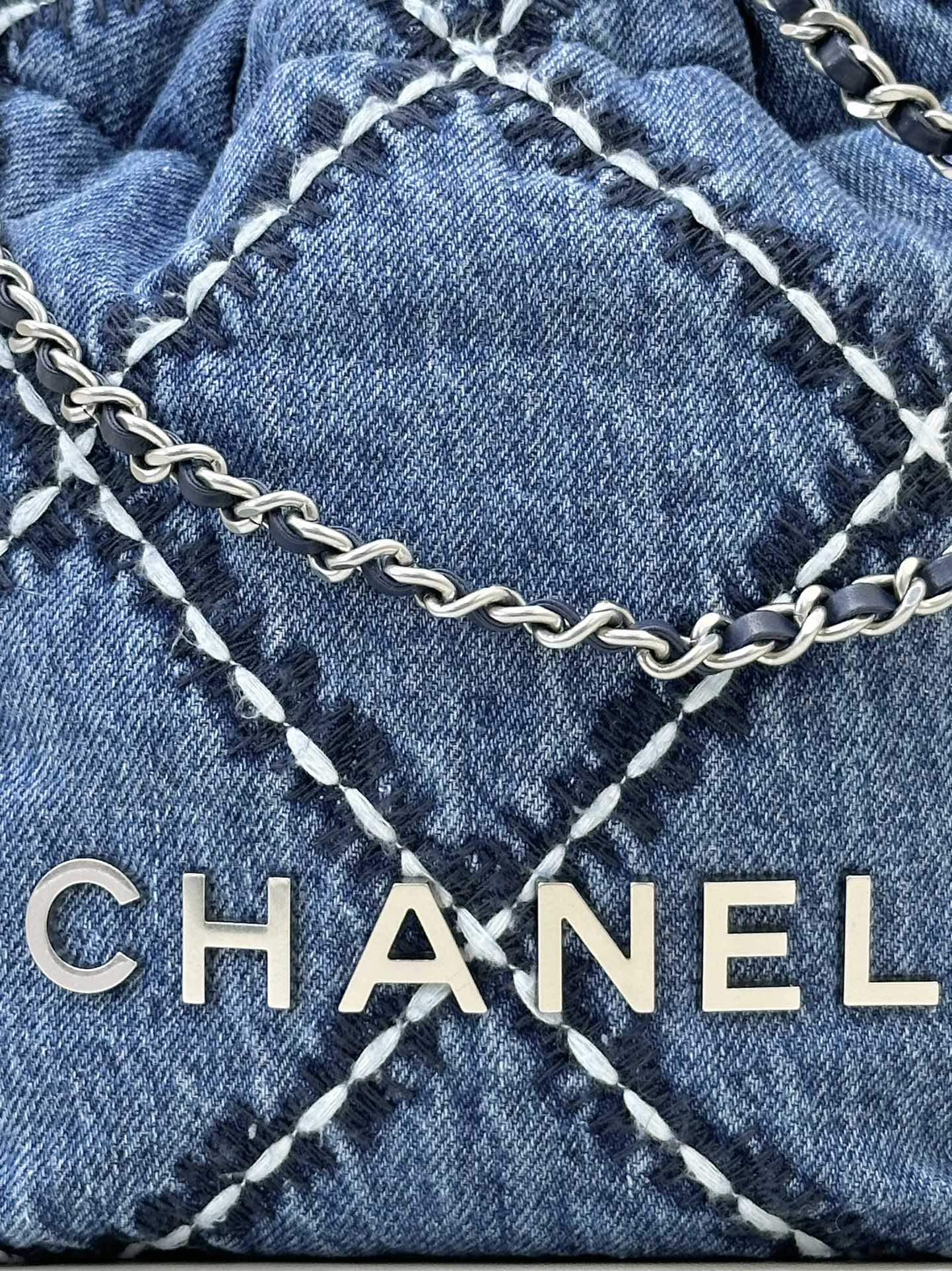 Chanel 22 Mini Denim Crossbody Bag - Image 6