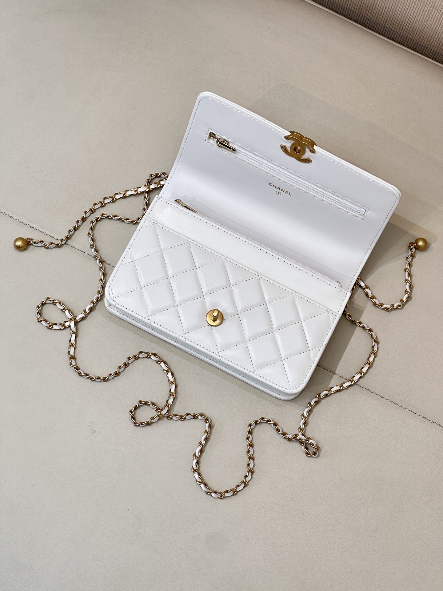 Genuine Leather Double Ball Chain WOC Crossbody Bag - Image 6