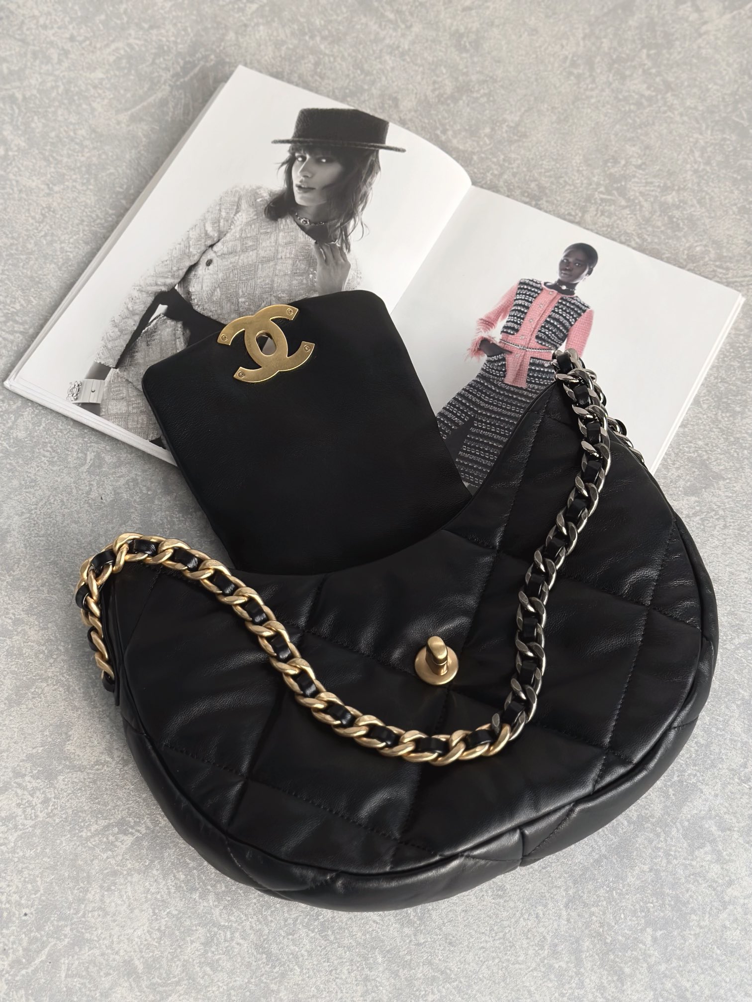 CHANEL 24C Moon-Shaped Lambskin Shoulder Bag - Image 6