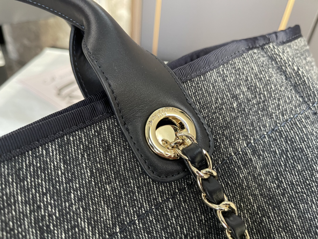 Chanel AS3257 Women's Denim Canvas Shopping Tote - Image 6