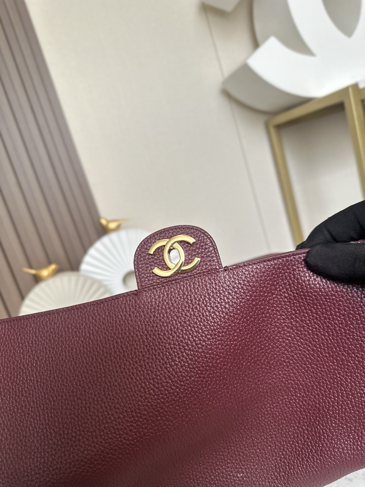 Chanel Large Burgundy Flap Bag with Gold-Tone Hardware - Image 6