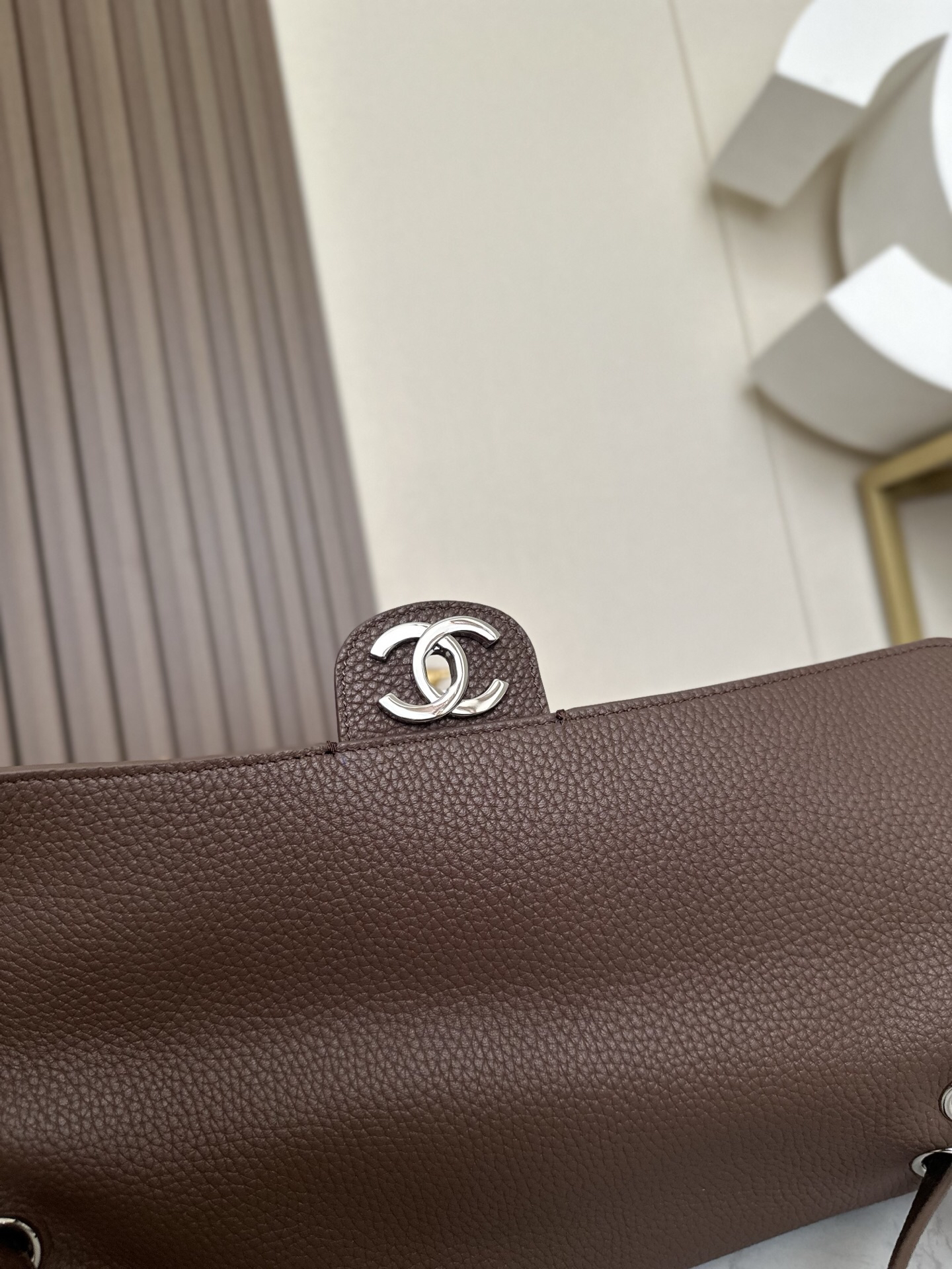 Chanel Maxi Flap Bag in Elephant Gray with Silver Hardware - Image 6