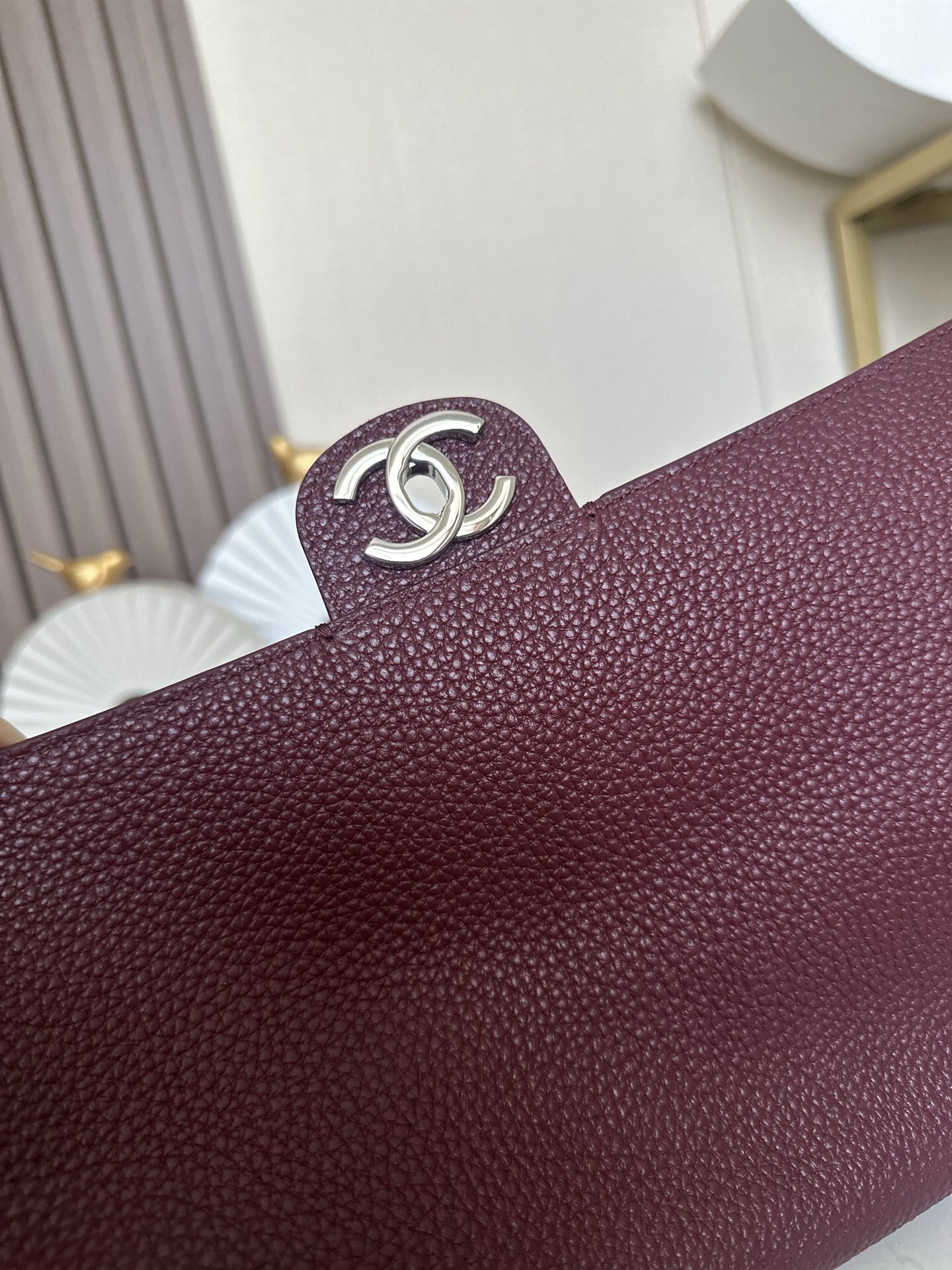 Chanel MIX Maxi Flap Bag in Burgundy with Silver-Tone Hardware - Image 6