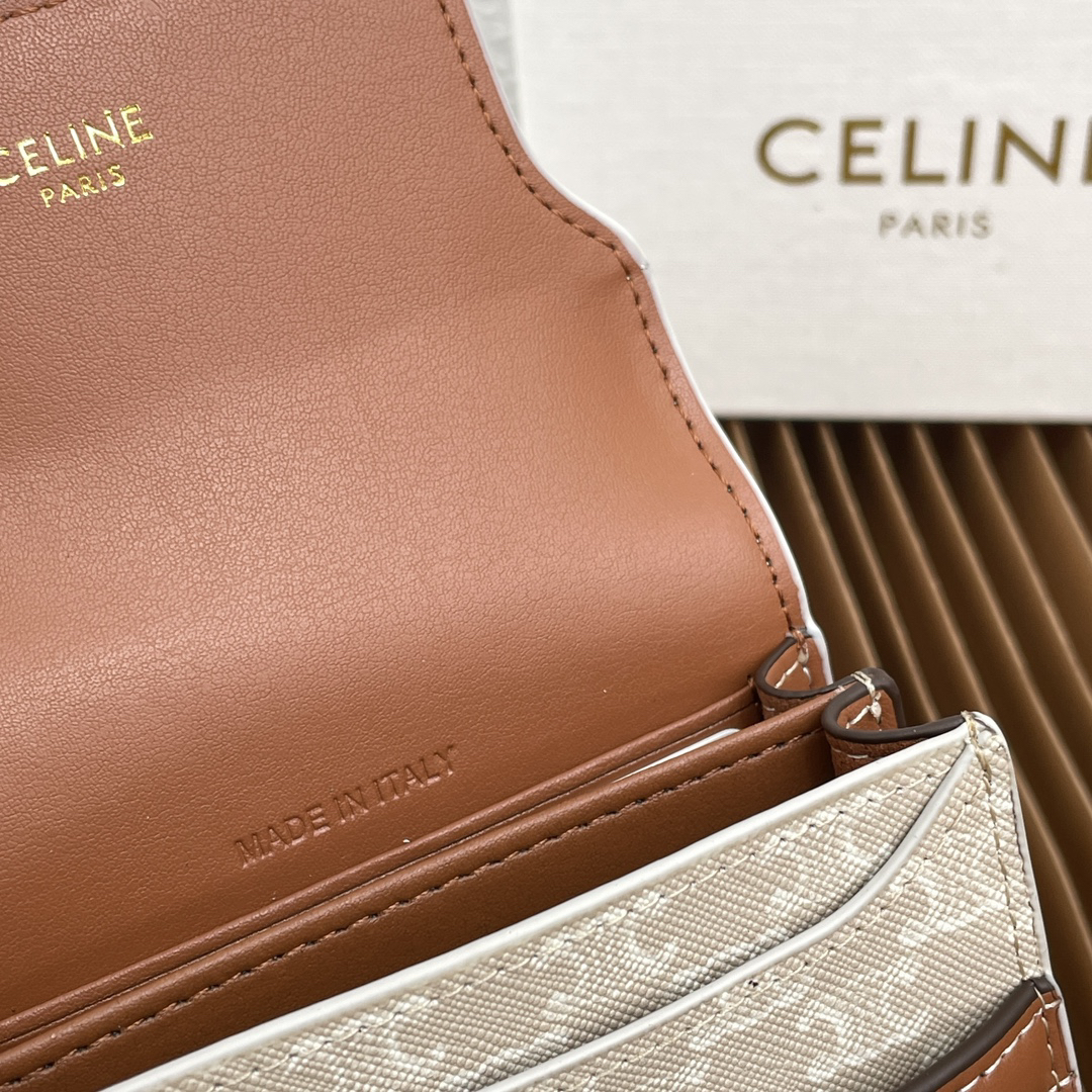 Celine Logo Print Sheepskin Card Holder - Image 6