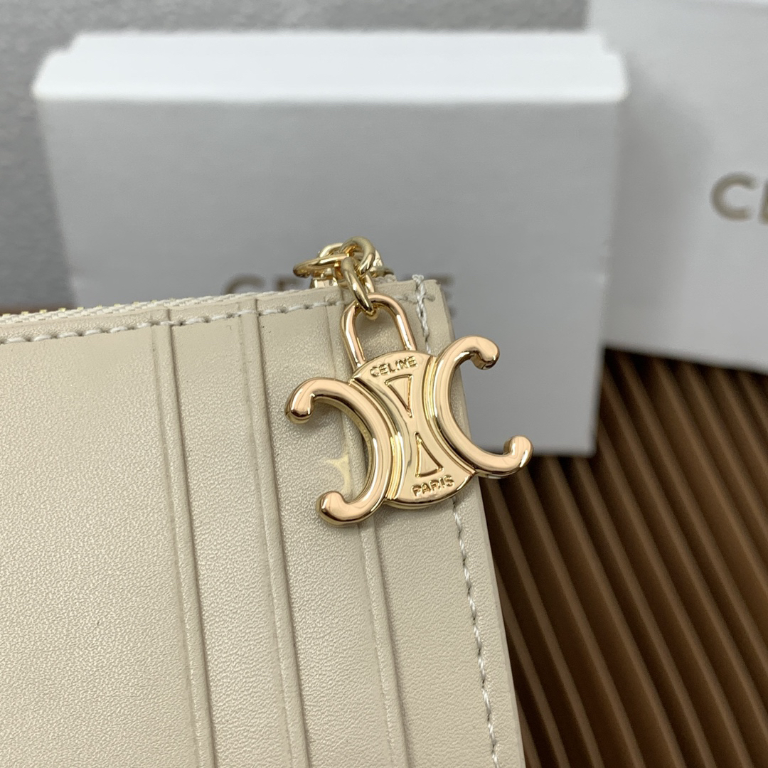 Triomphe Leather Zip Card Holder - Image 6