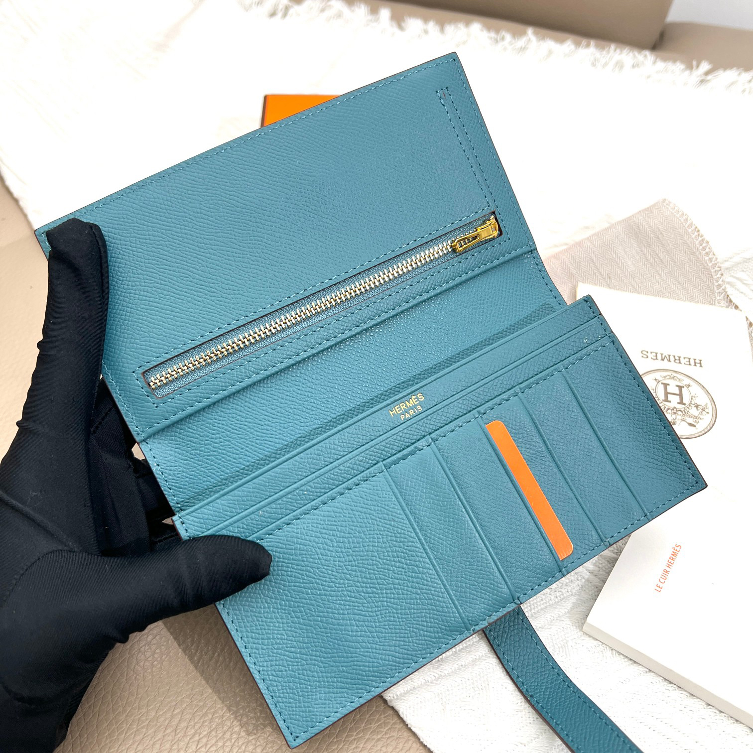 Hermes Leather Zip Wallet - Image 6