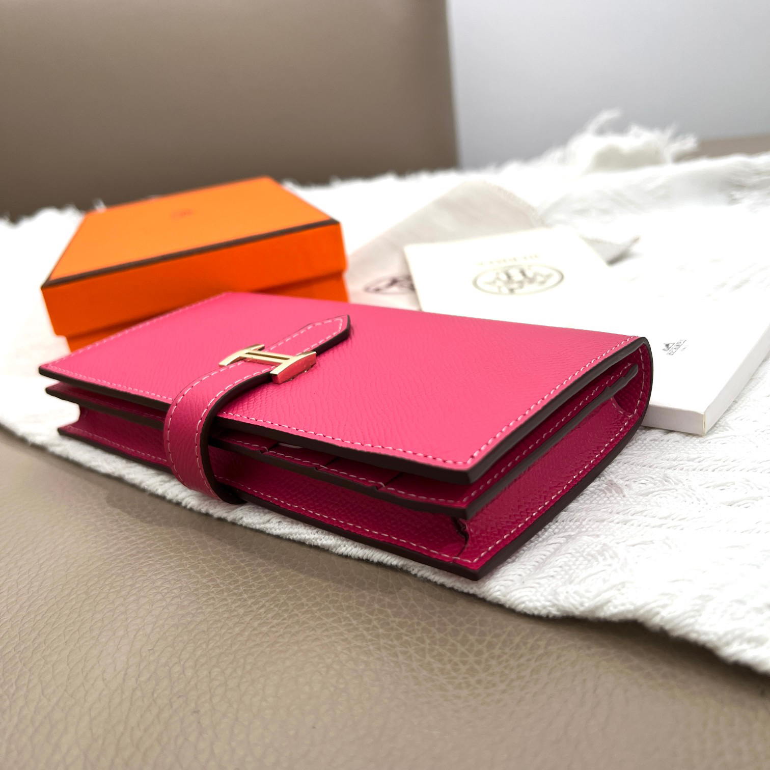 Hermès Women's Togo Leather Zip Wallet - Image 6