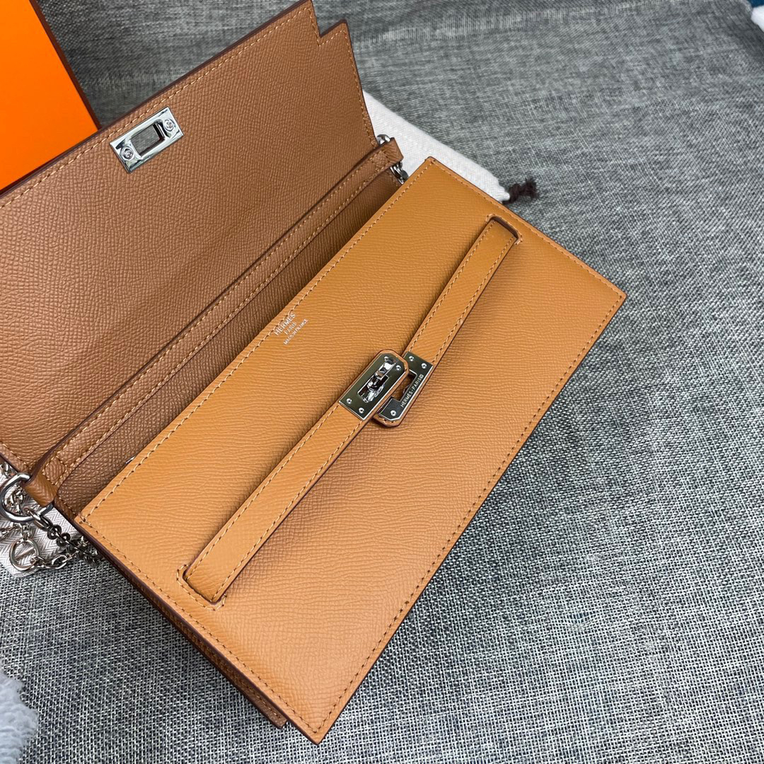 Hermes Kelly-Style Textured Leather Shoulder Crossbody Bag - Image 6
