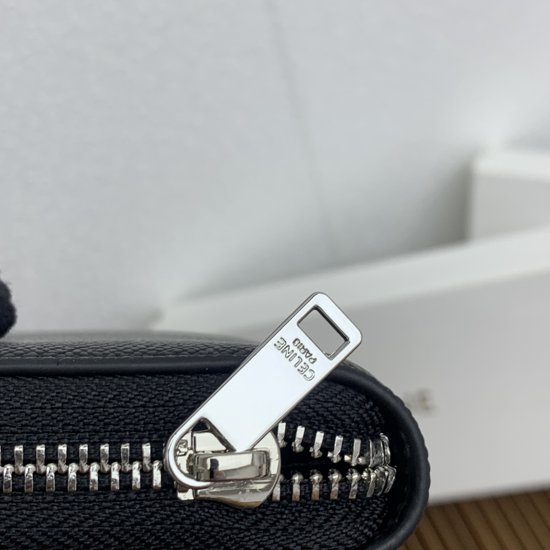 Celine Black Calfskin Large Zip Wallet - Image 6