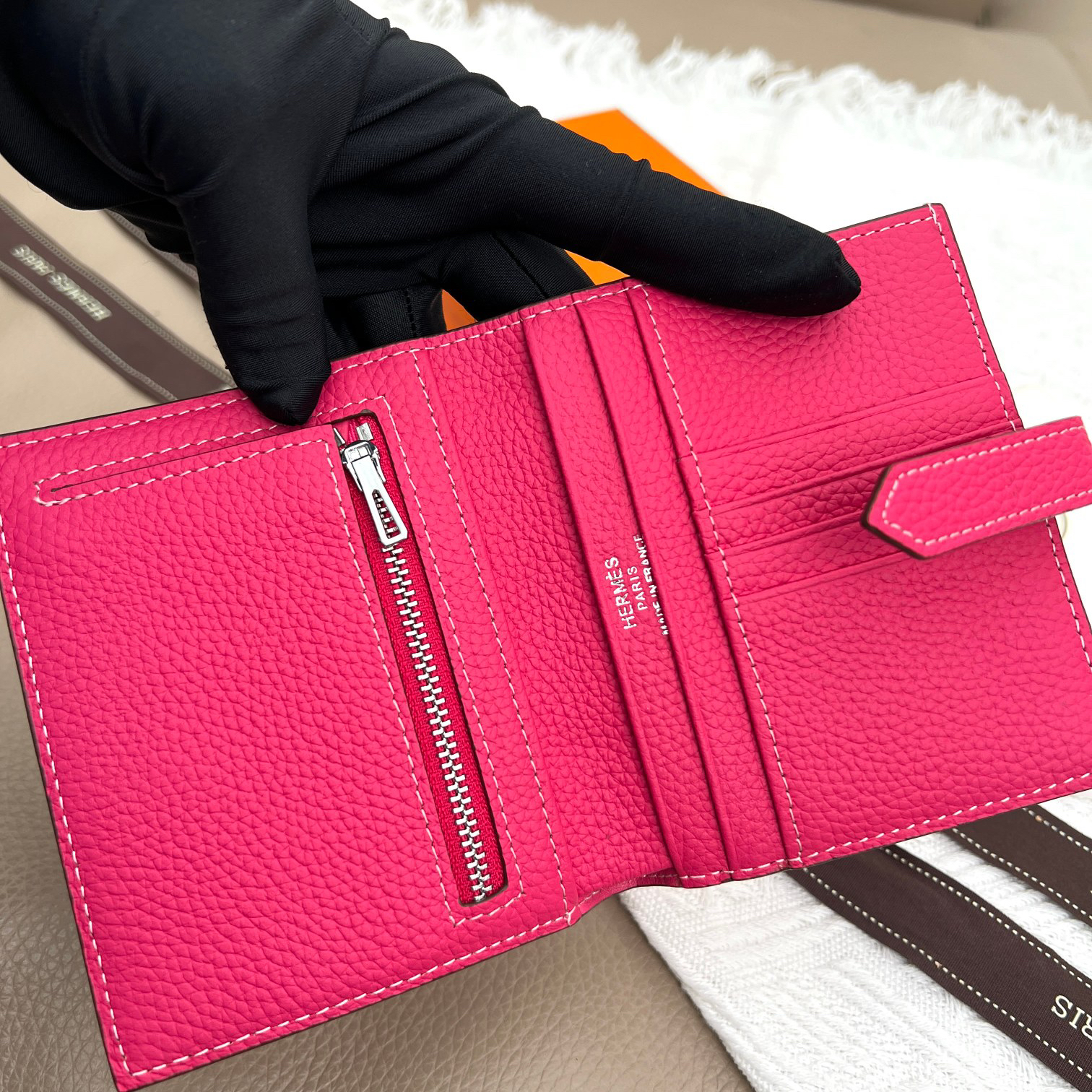 Hermes Constance Leather Card Holder with Silver Hardware - Image 6