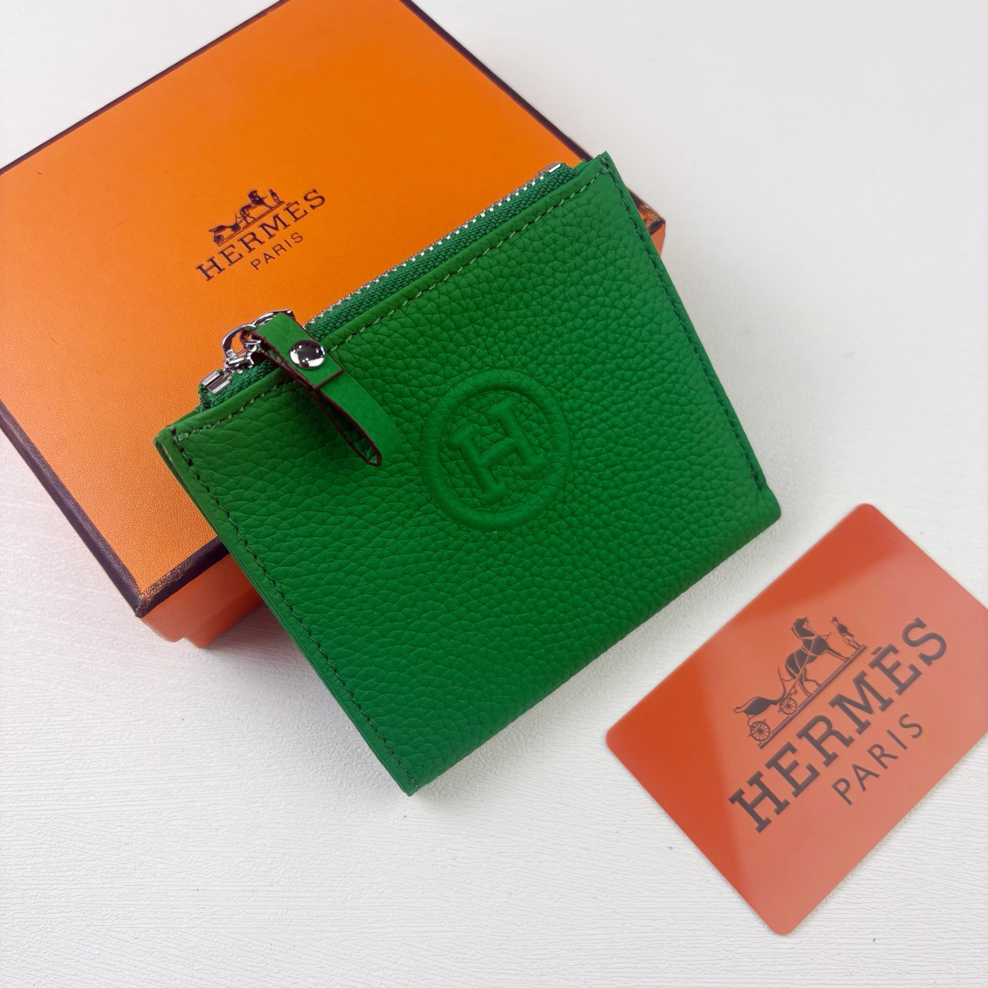 Hermes Silk'in Togo Leather Women's Compact Wallet - Image 6