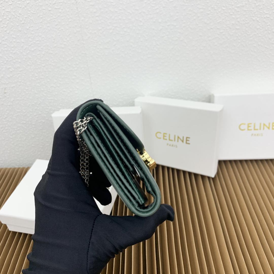 CELINE Small Glossy Lambskin Leather Flap Wallet - Image 6