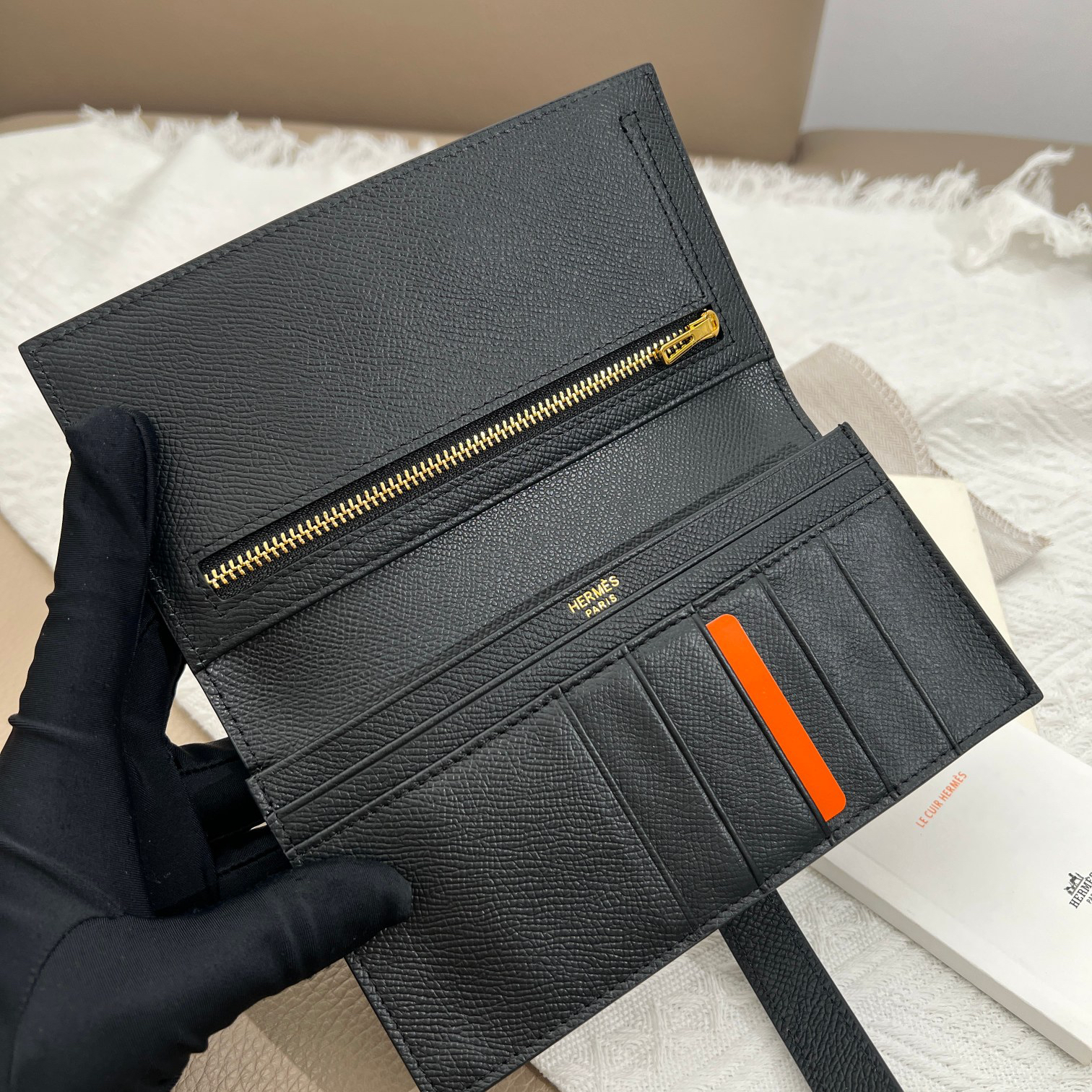 Hermes Leather Vertical Zip Wallet - Image 6