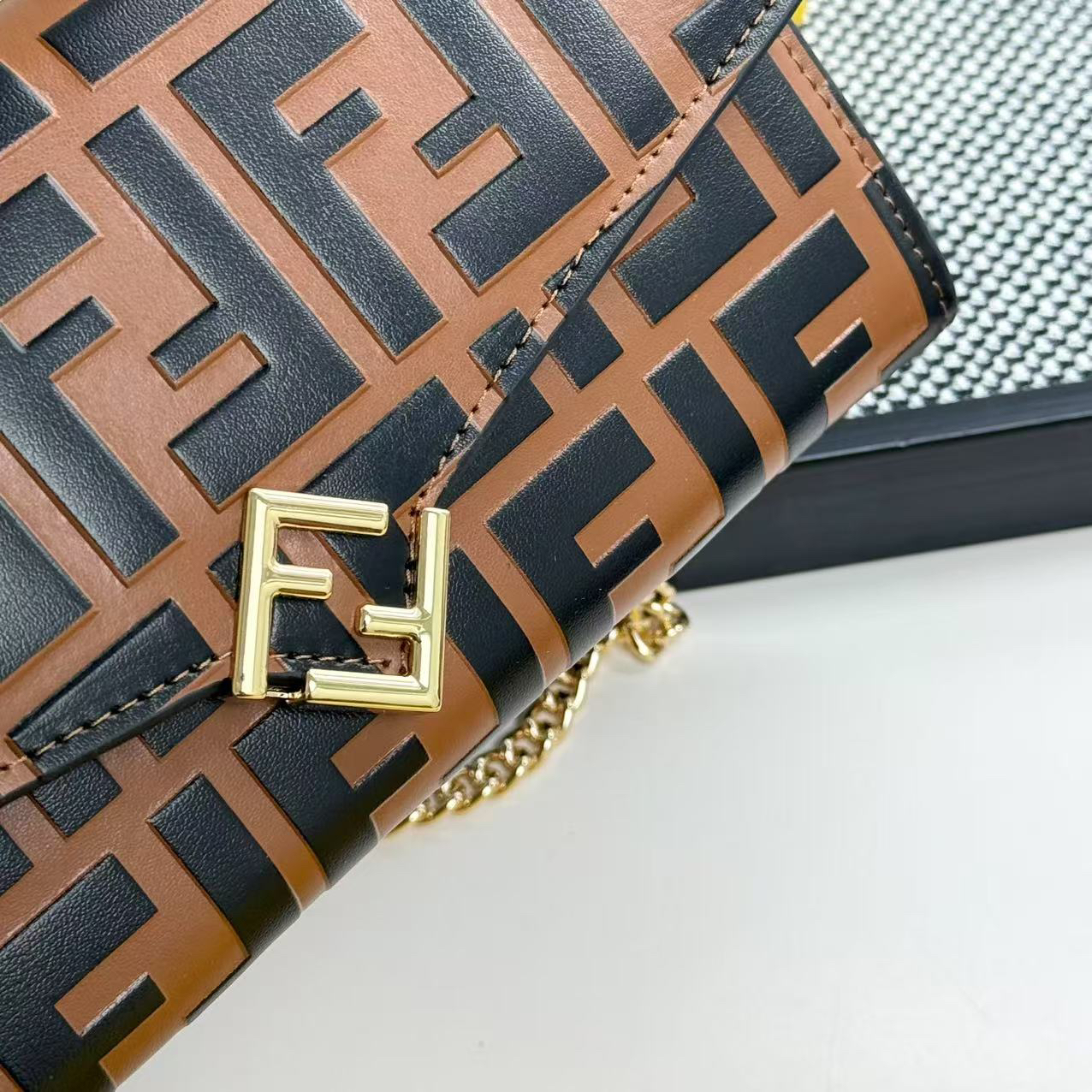 Fendi FF Diamonds Calfskin Crossbody Wallet - Image 6