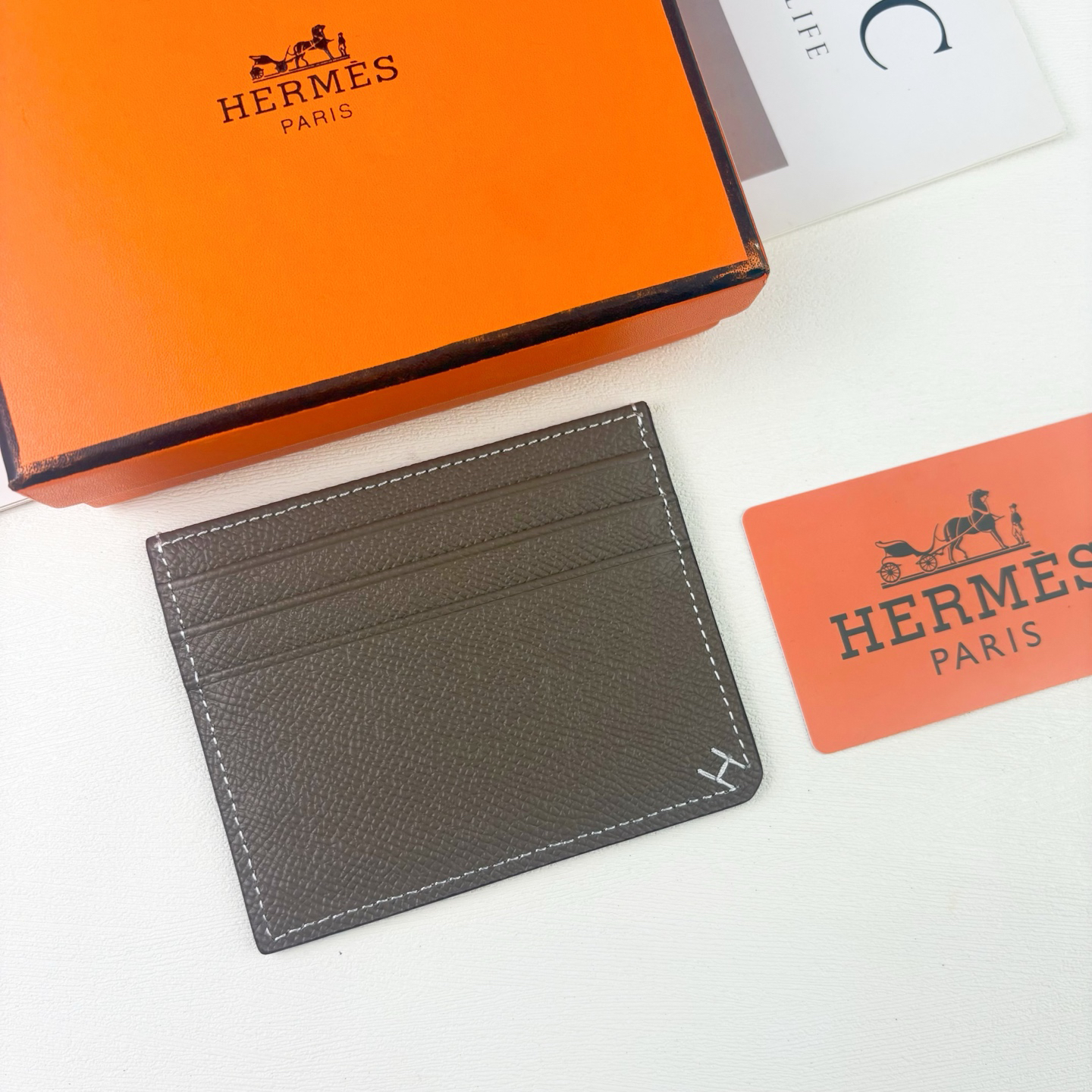 Hermès Emon Evercolor Leather Card Holder - Image 6