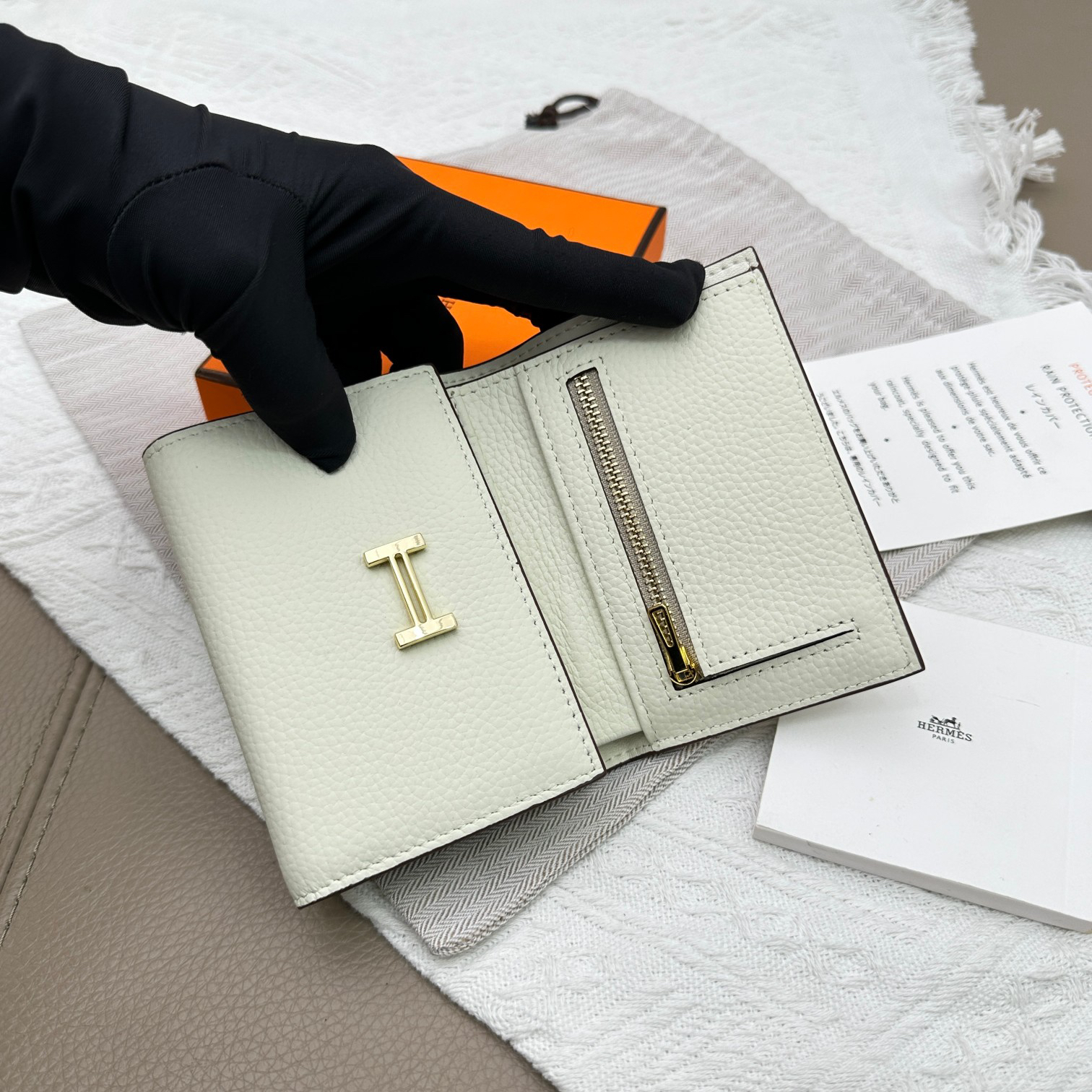 Hermes Togo Leather Tri-Fold Wallet - Image 6