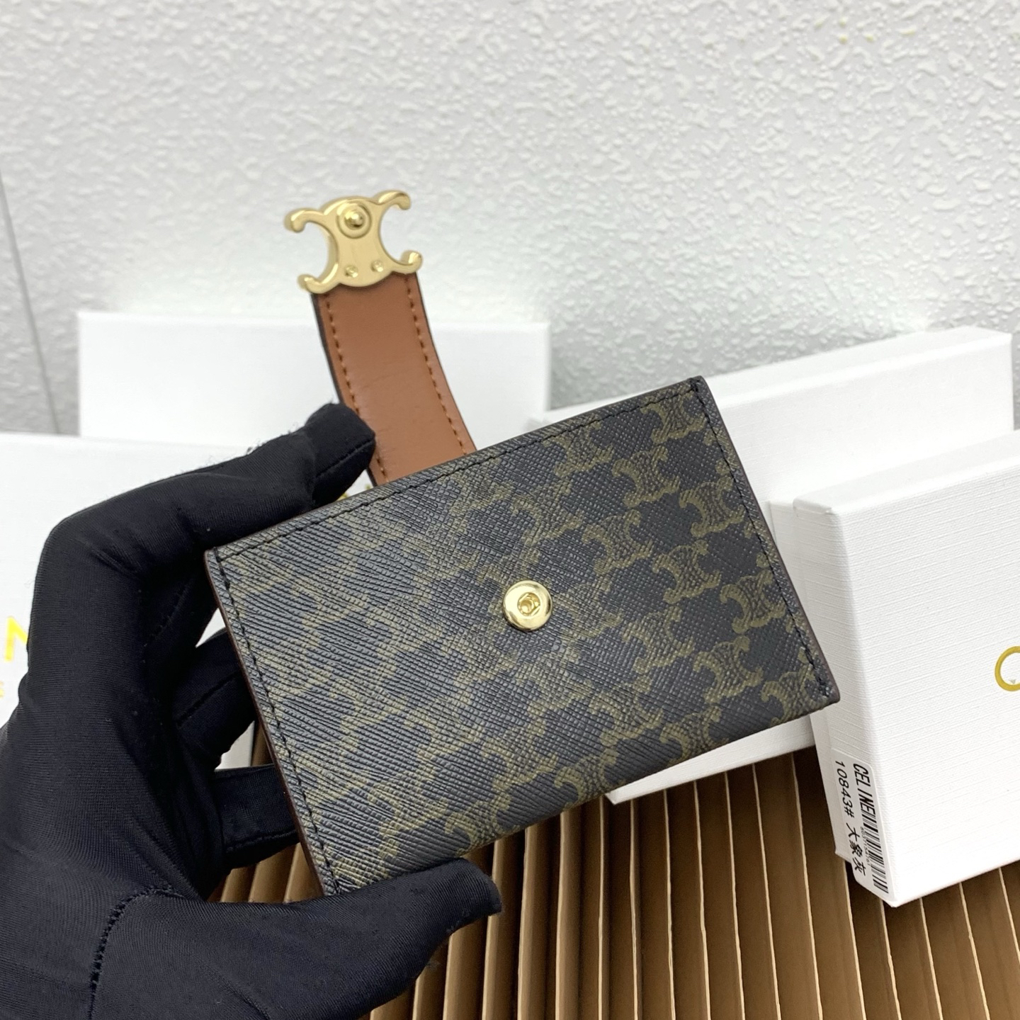 Celine ACCORDEON Triomphe Leather Card Holder - Image 6