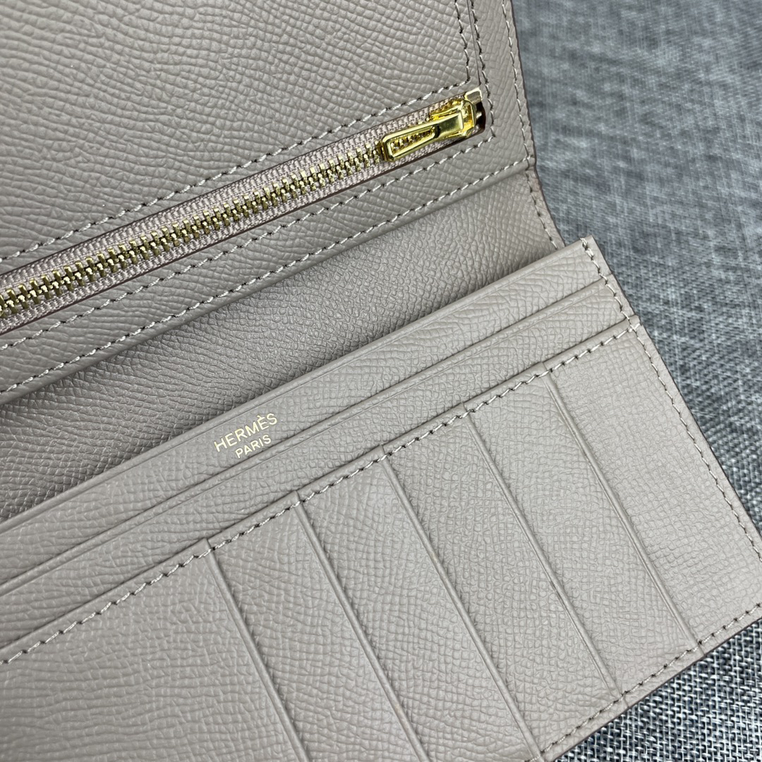 Hermès Empson Leather Palm-Grain Long Wallet with Interior Zipper - Image 6