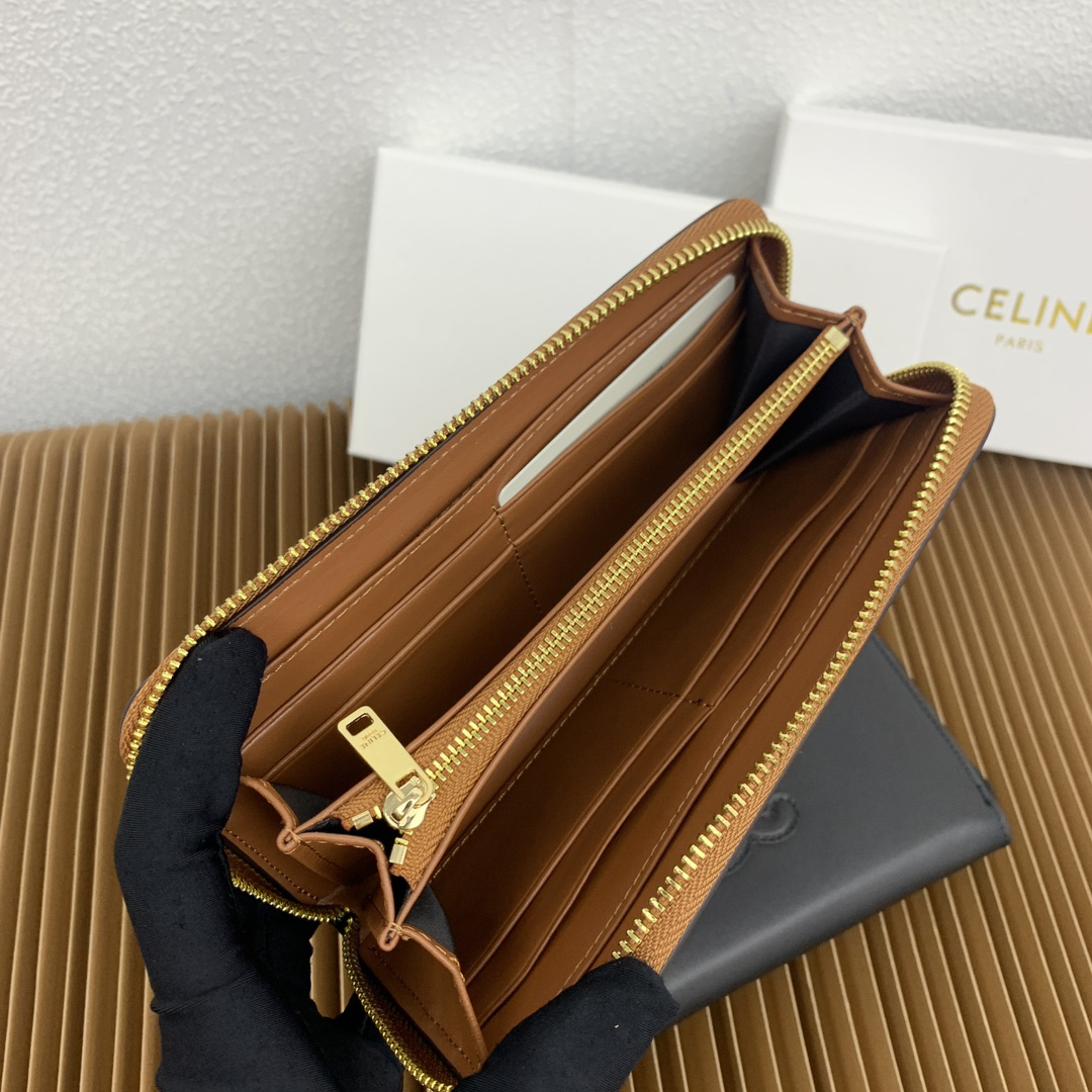 Triomphe C Large Zip-Around Calfskin Wallet - Image 6