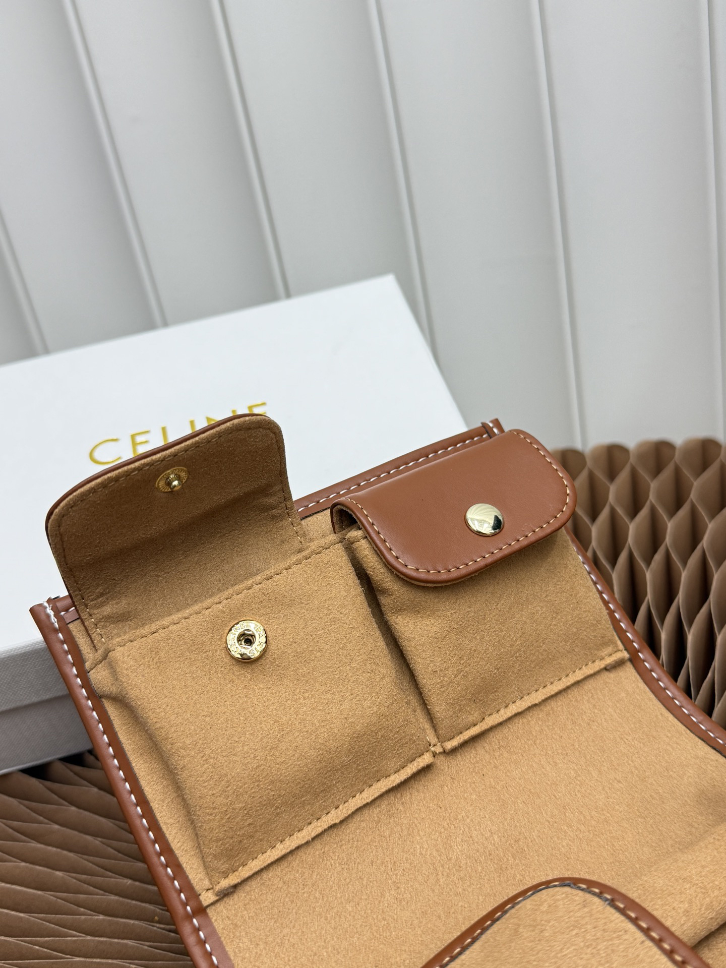 CELINE Textile and Cow Leather Jewelry Pouch - Image 6