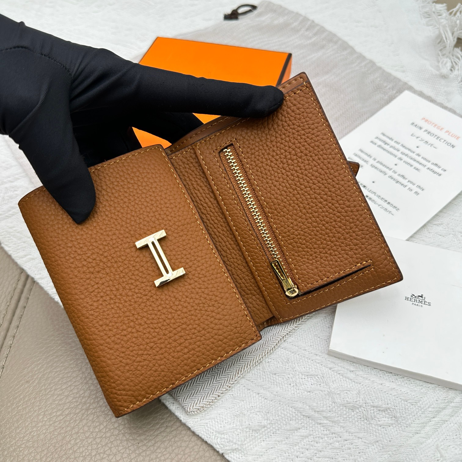 Hermès Togo Leather Trifold Wallet - Image 6