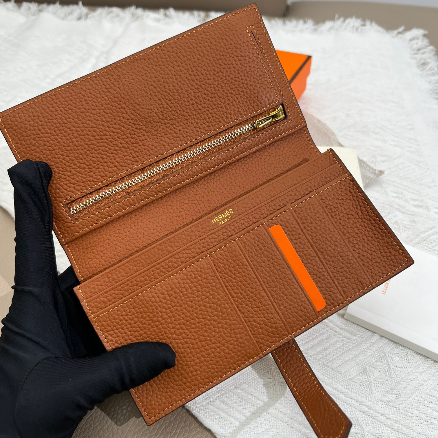 Hermes Women’s Togo Leather Vertical Zip Wallet - Image 6