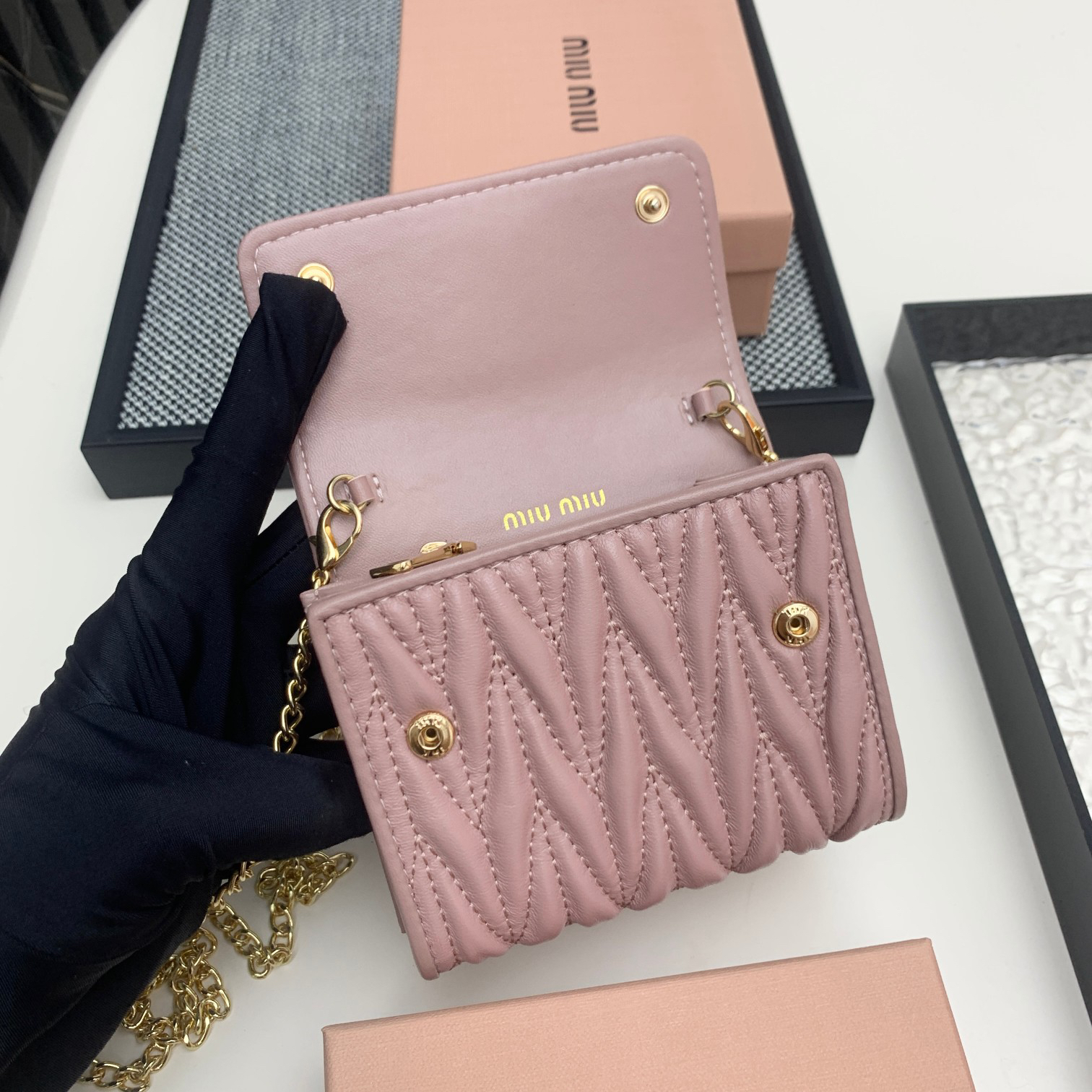 Miu Miu Lambskin Mini Zipper Coin Purse - Image 6