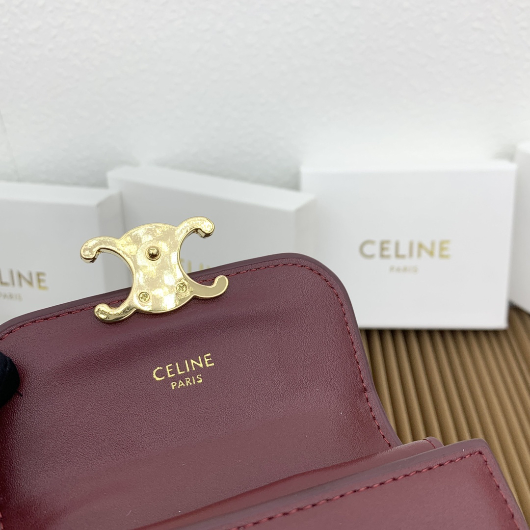 CELINE Small Triomphe Leather Fold-Over Coin Purse - Image 6