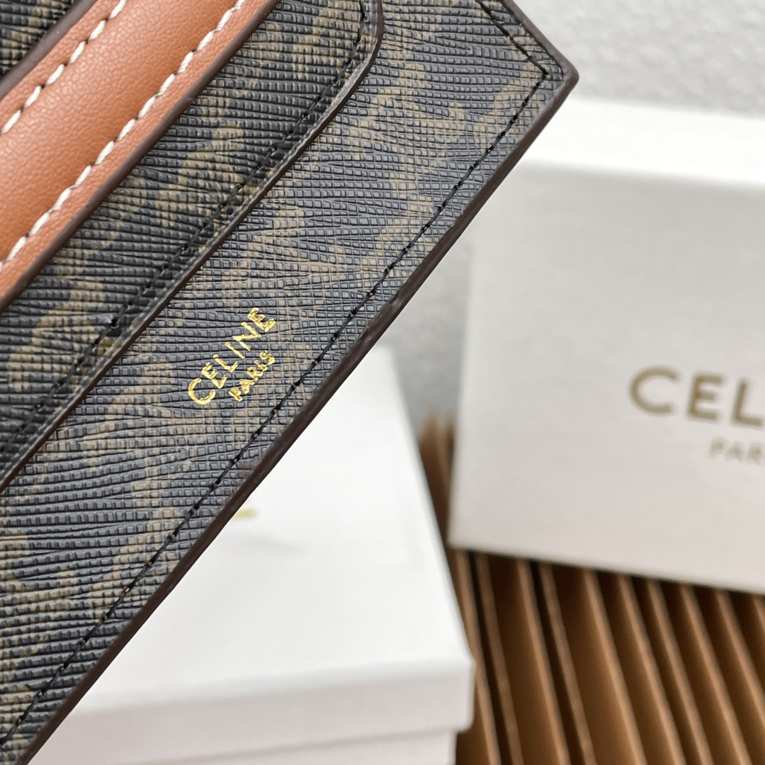 Celine Brown Lambskin Leather Business Card Holder with Logo Print - Image 6
