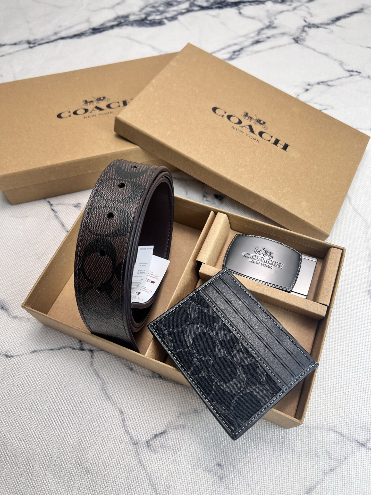 Coach Men's Leather Belt and Black Card Holder Set - F64839 / CAJ47 - Image 6